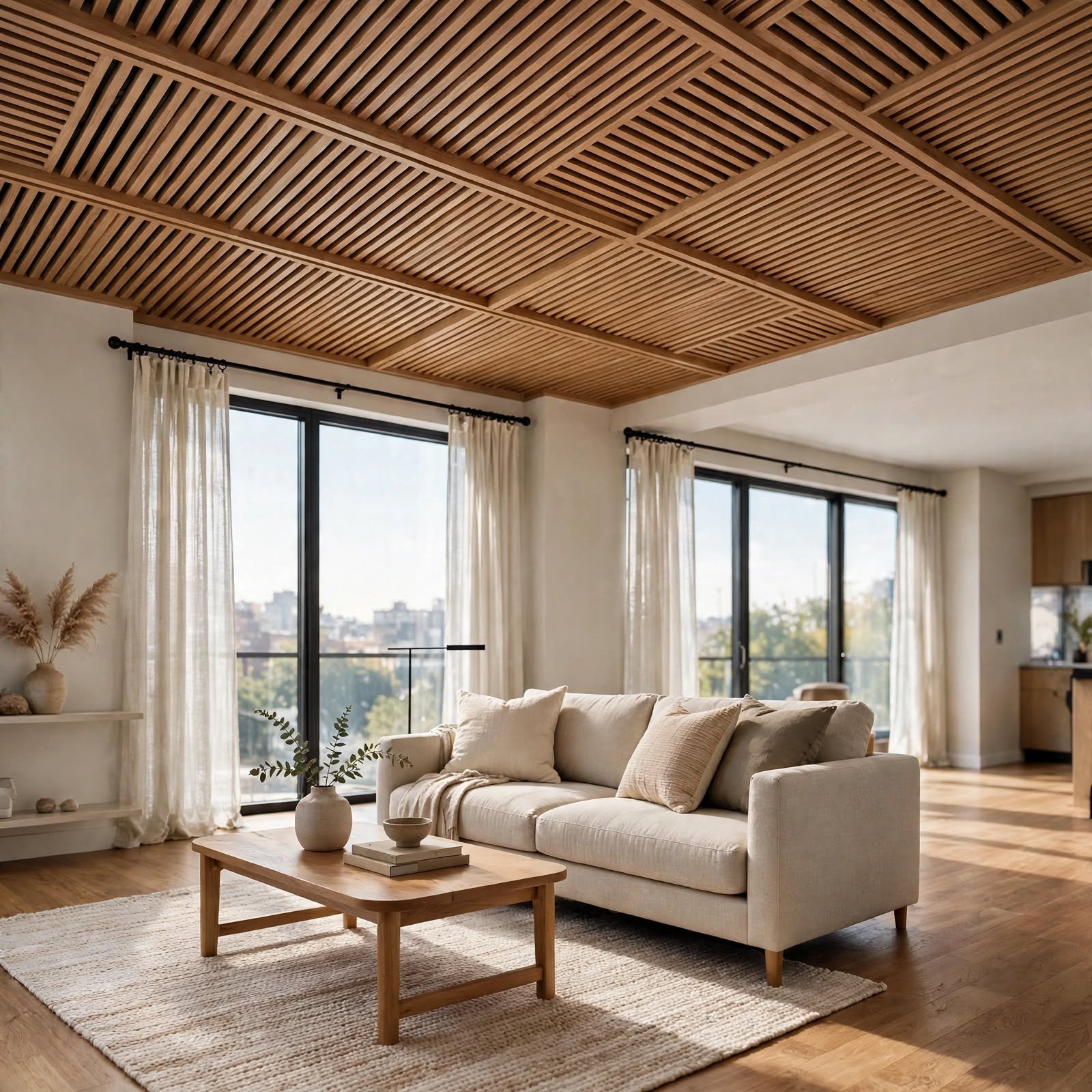 3. Accent Ceiling Treatment for Apartment Interior