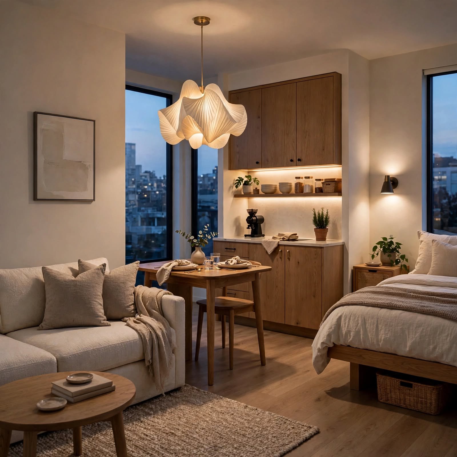 13. Accent Lighting Zoning for Studio Apartment