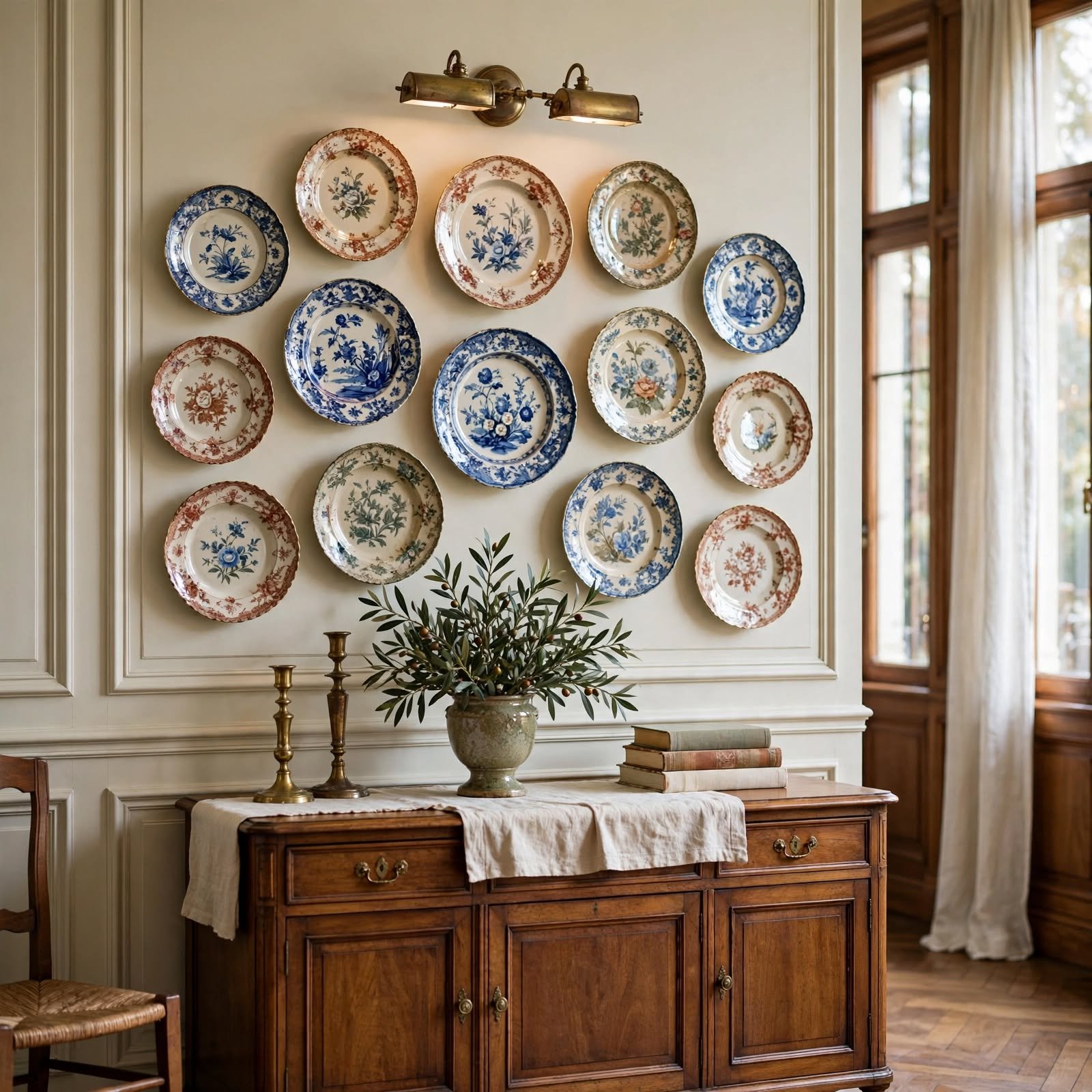 17. Antique Plate Wall Display for Wall Decor Ideas