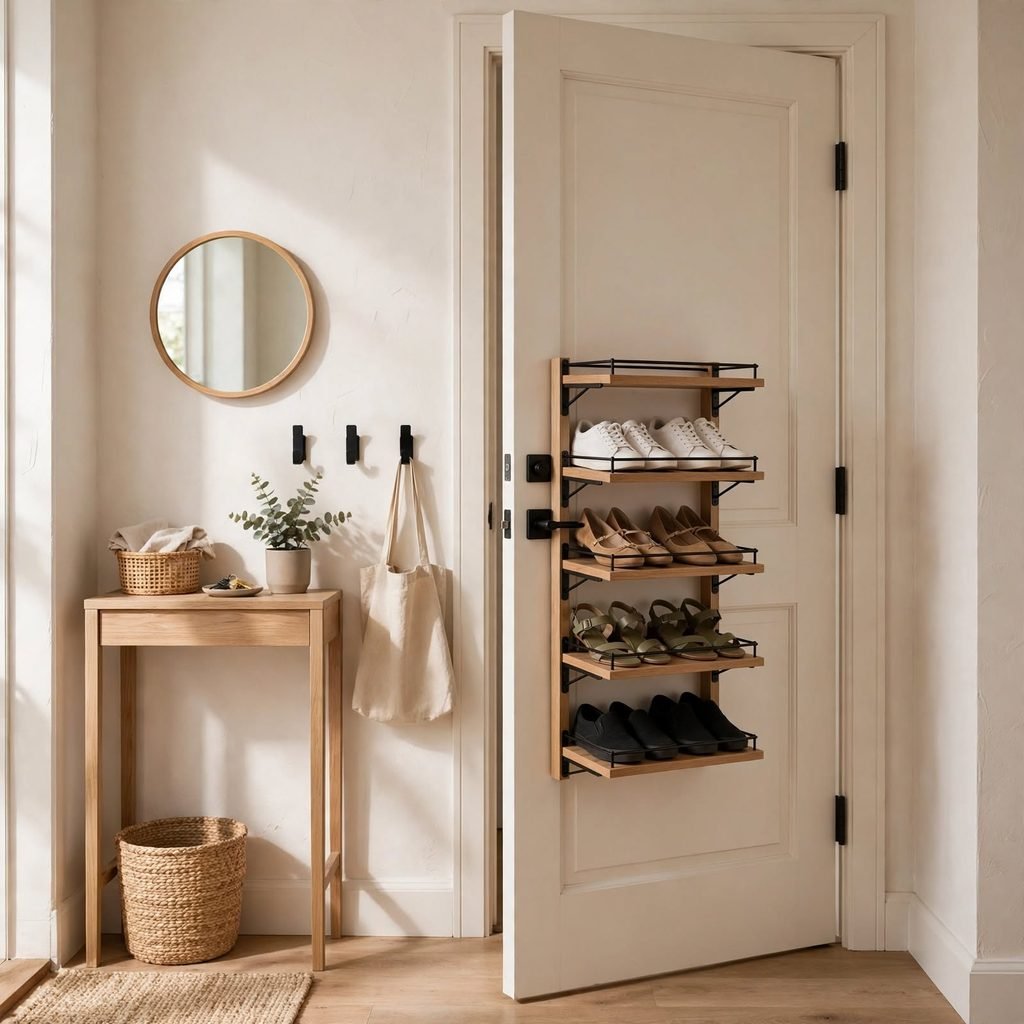 5. Behind-Door Shoe Rack for Small Apartment Living