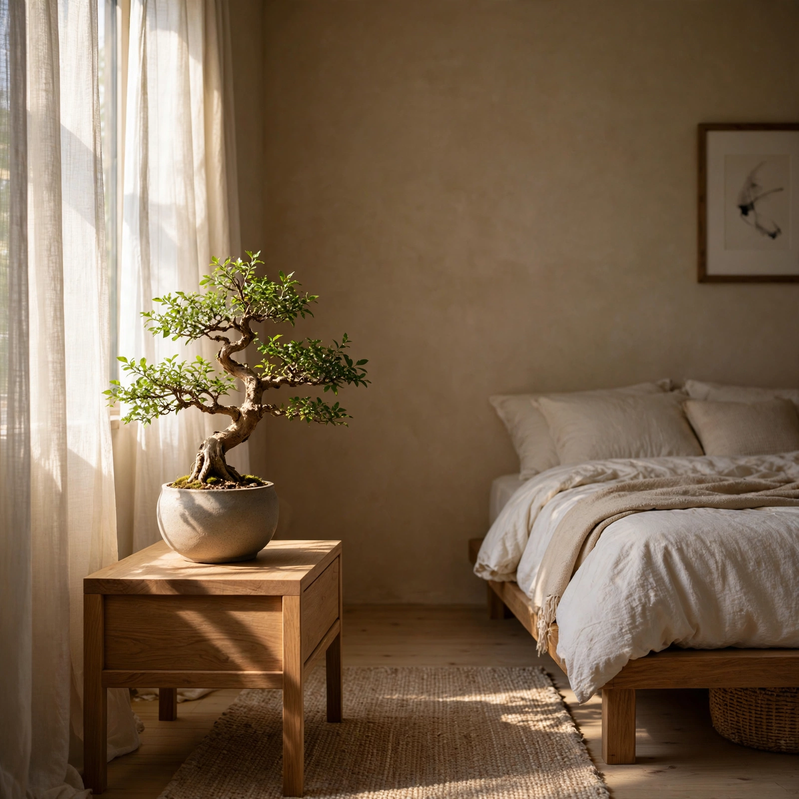 9. Bonsai Accent Plant for Japandi Bedroom
