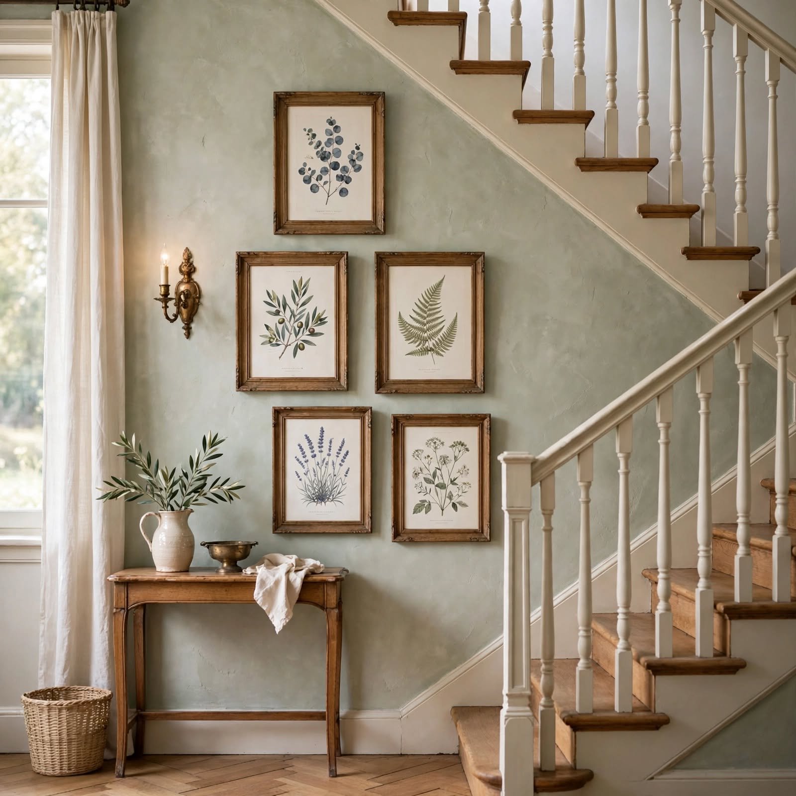 1. Botanical Print Staircase Series for Staircase Wall Decor