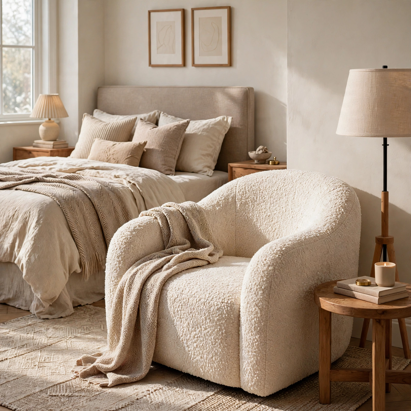 2. Boucle Accent Chair for Bedroom Decor