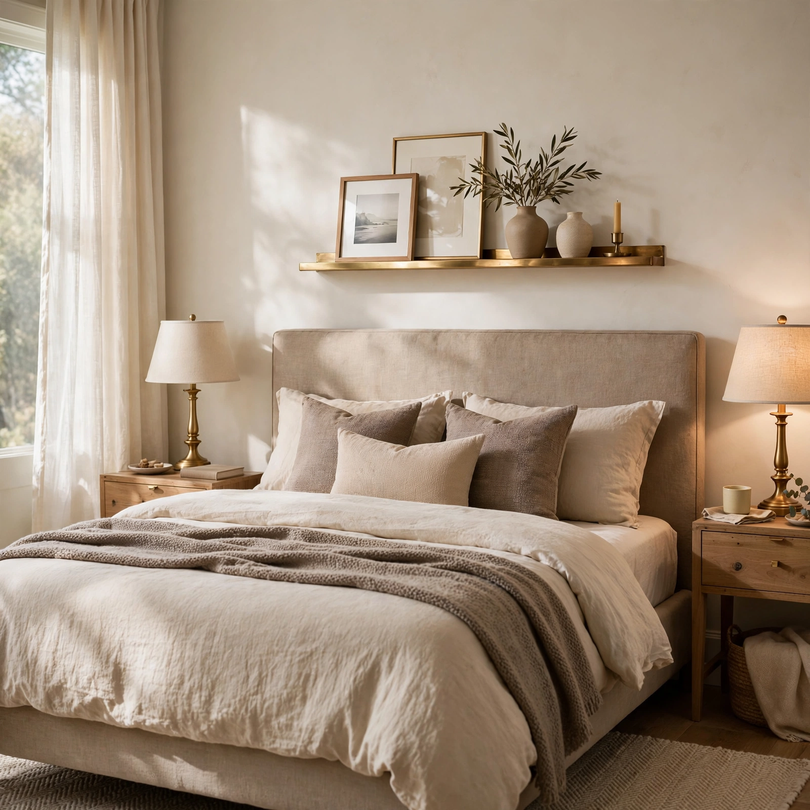3. Brass Picture Ledge for Bedroom Decor