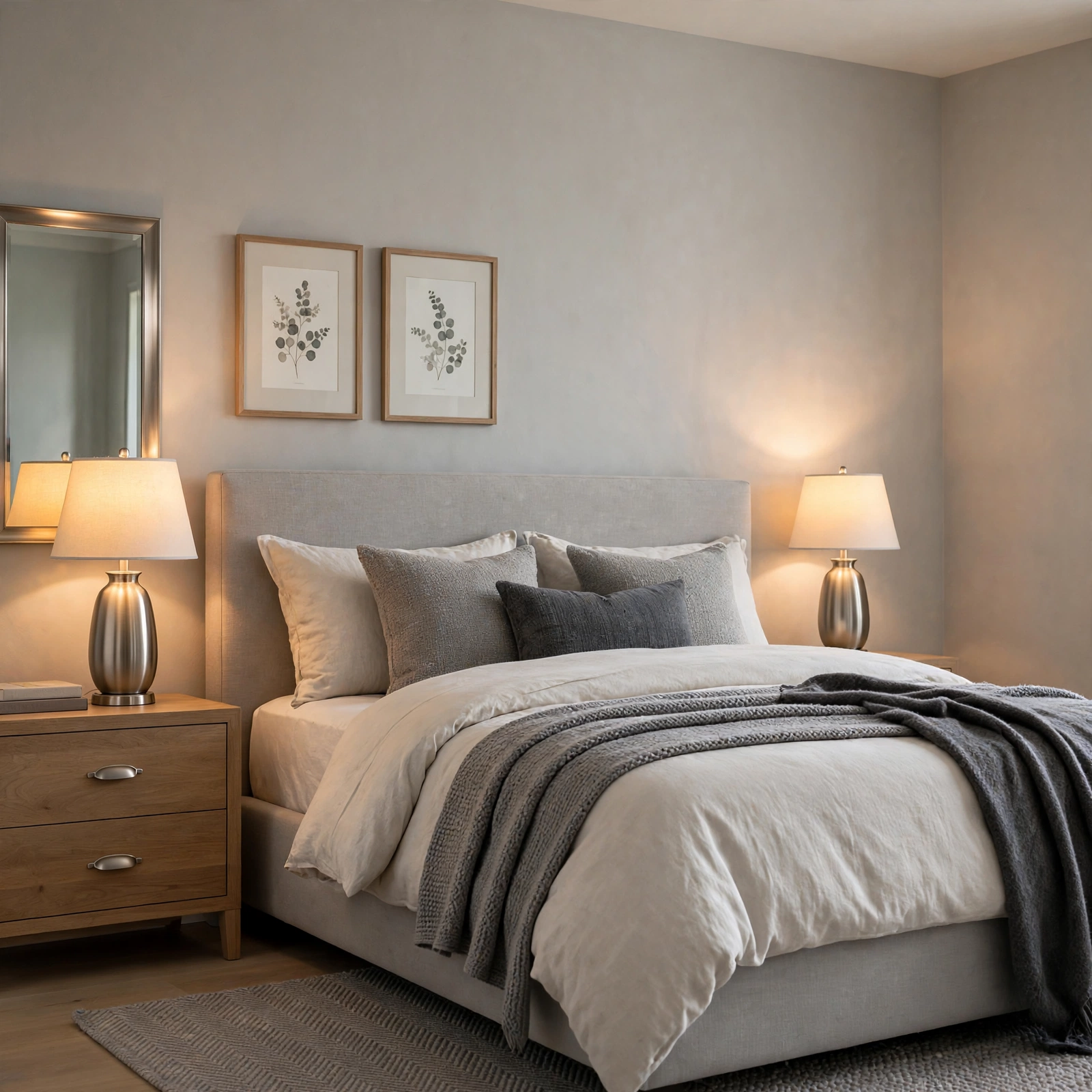 12. Brushed Nickel Fixtures for Grey Bedroom Ideas