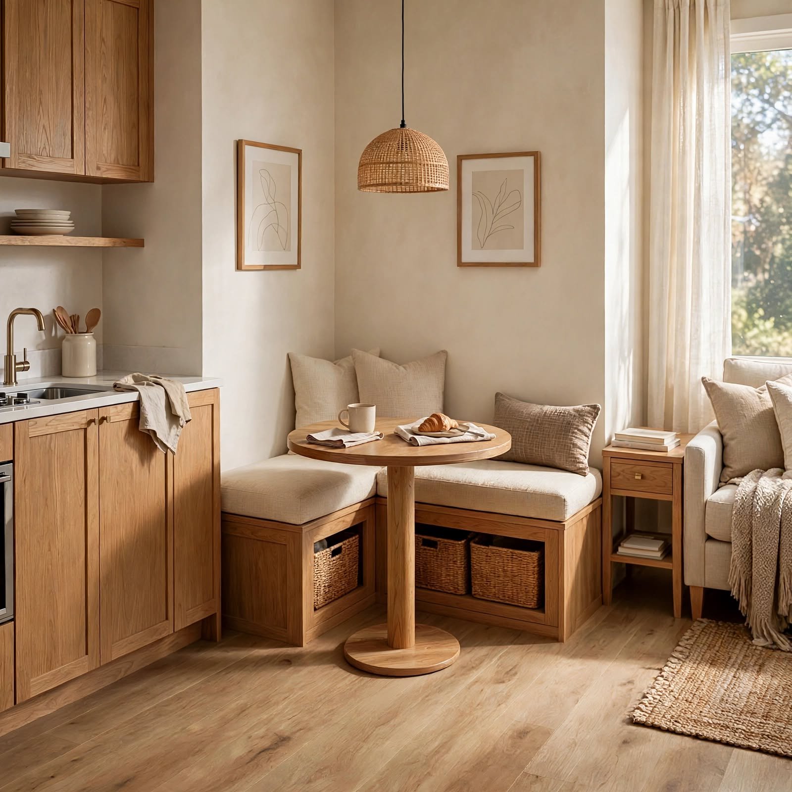 3. Built-In Banquette Seating for Studio Apartment