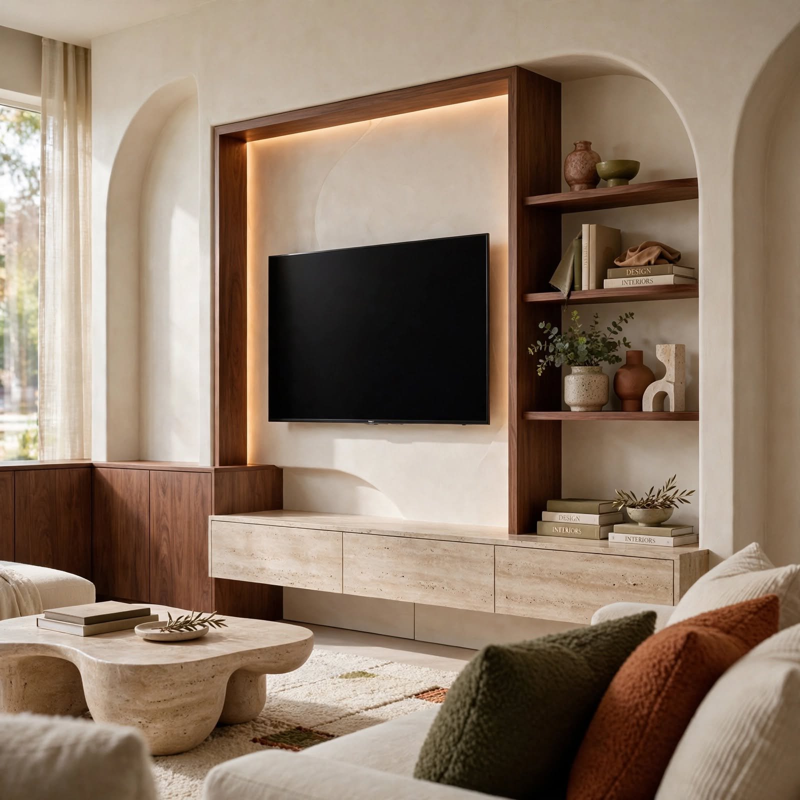 13. Built-In Media Niche for TV Wall Decor