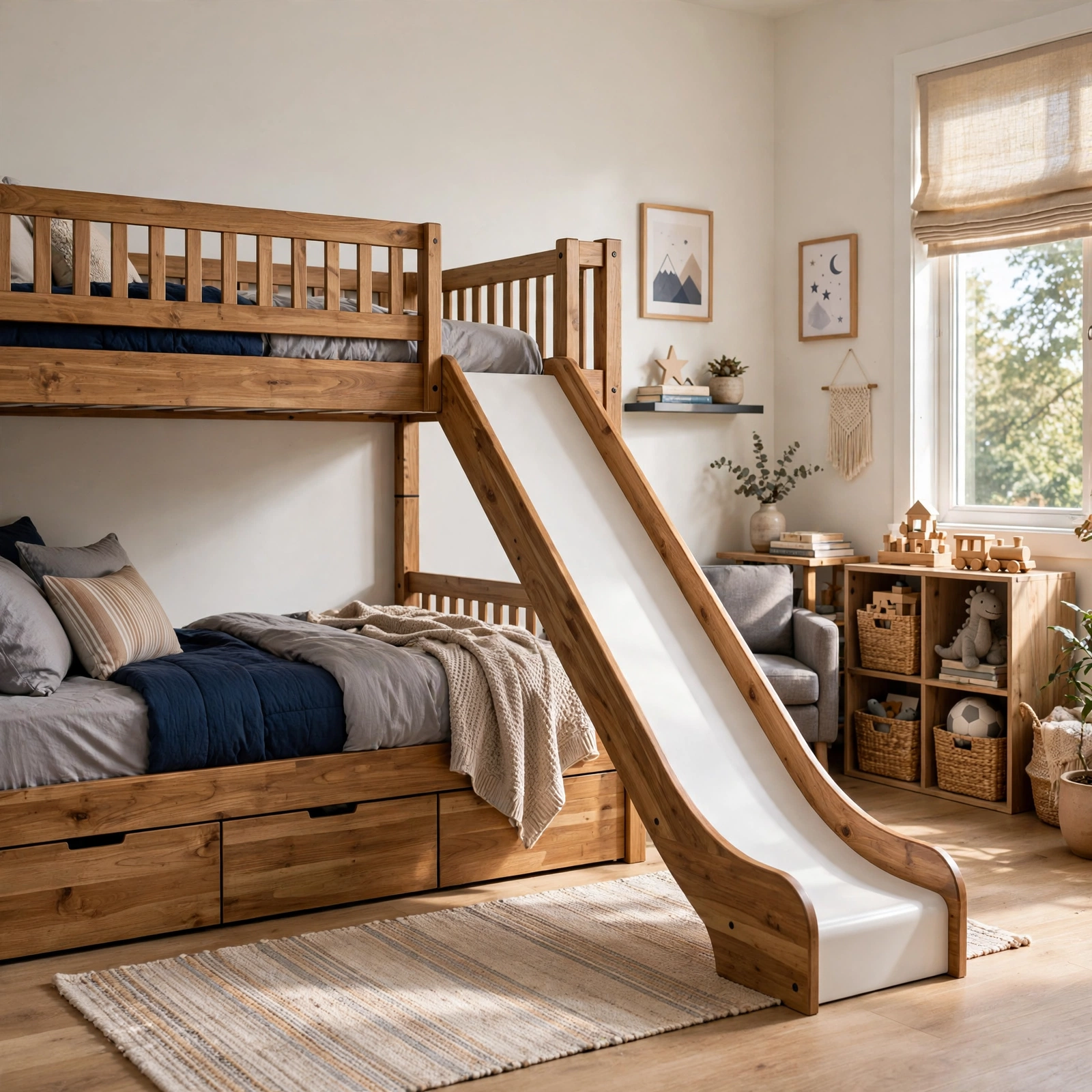 1. Bunk Bed With Slide for Boys Bedroom Ideas
