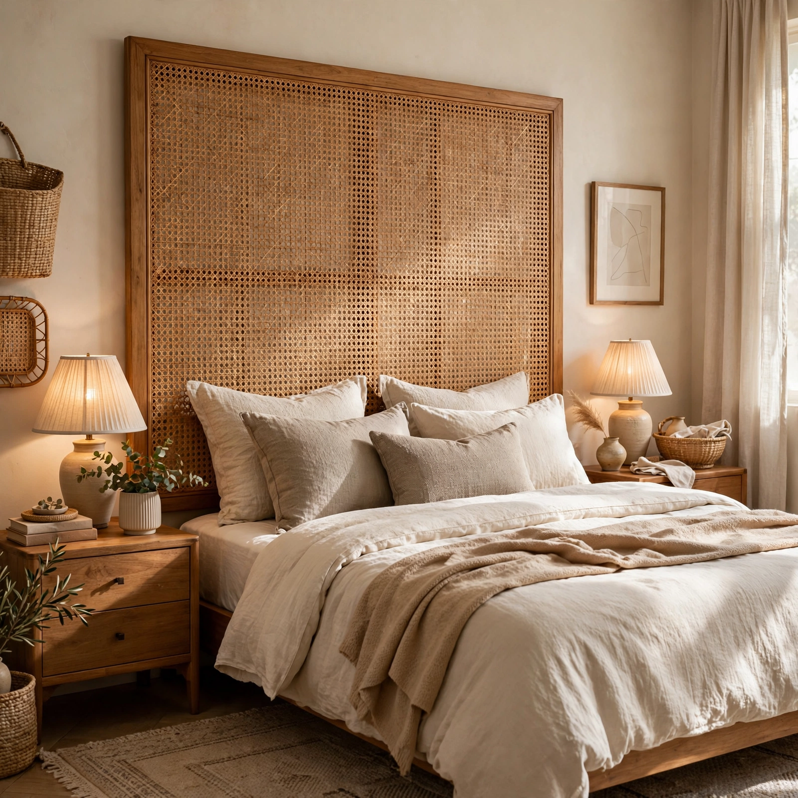 15. Cane Headboard Panel for Room Decor Bedroom