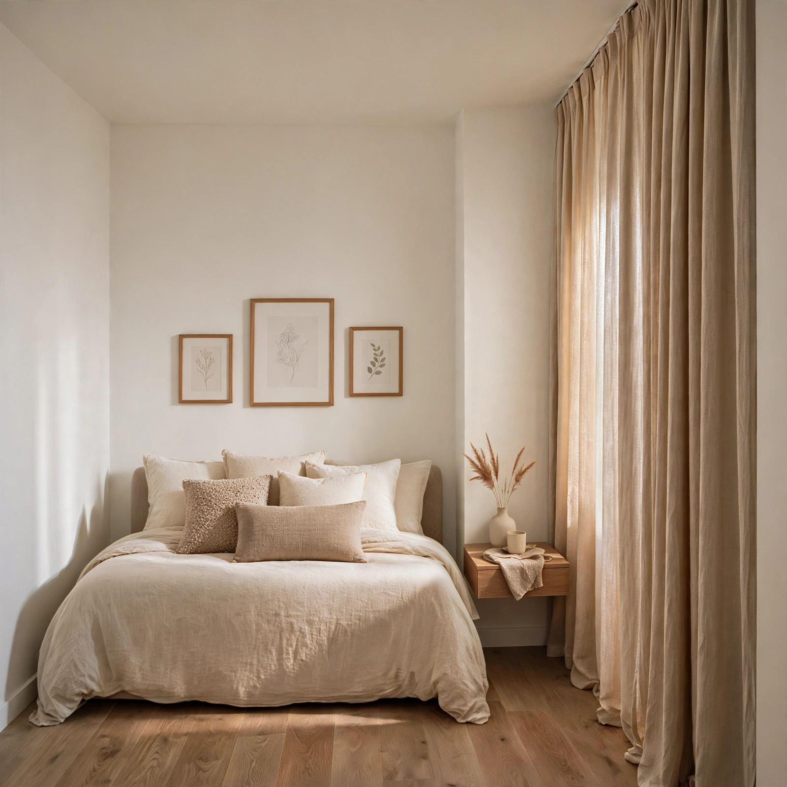 Ceiling-Mounted Curtain Track for Small Bedroom
