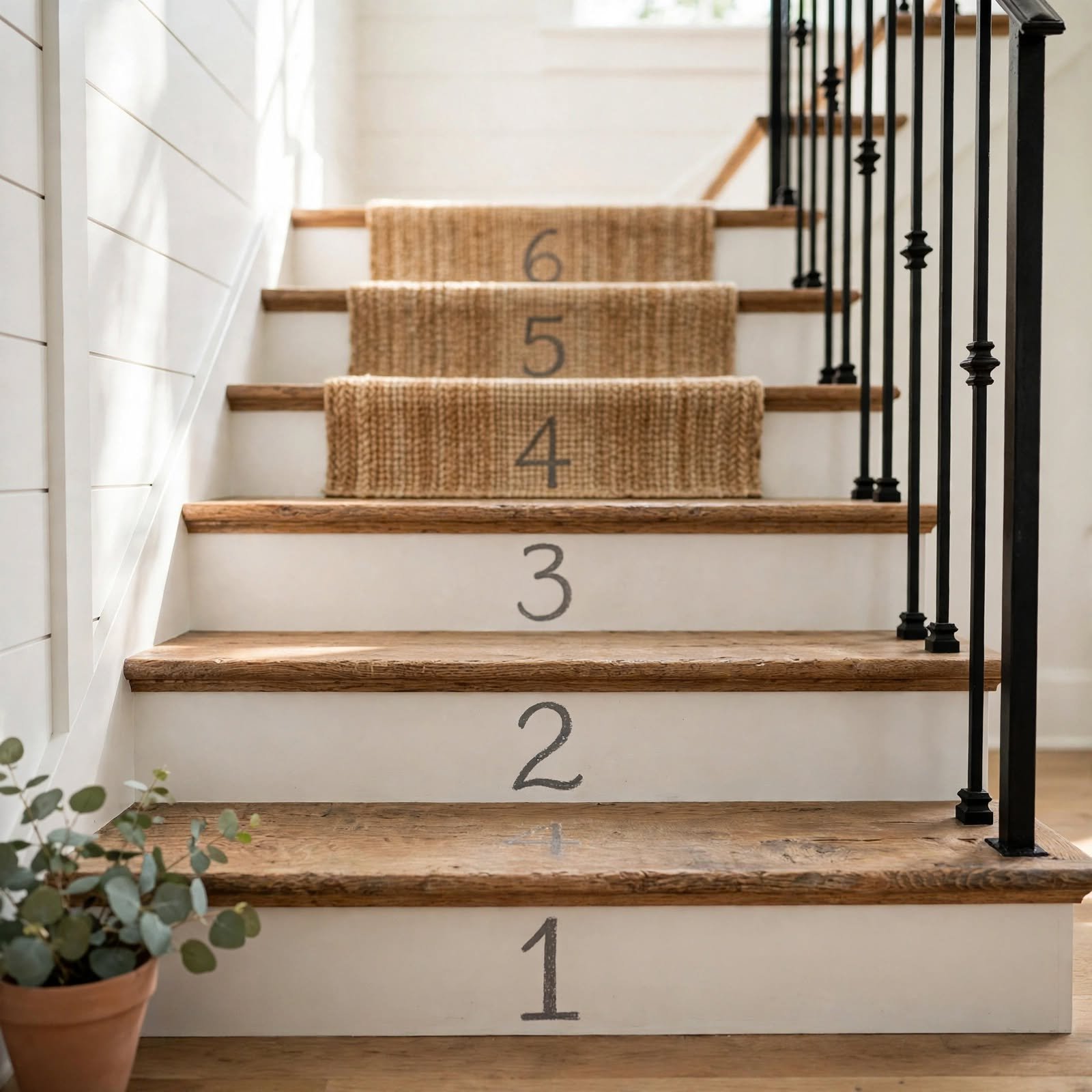11. Chalk Paint Stair Tread Numbers for Staircase Wall Decor
