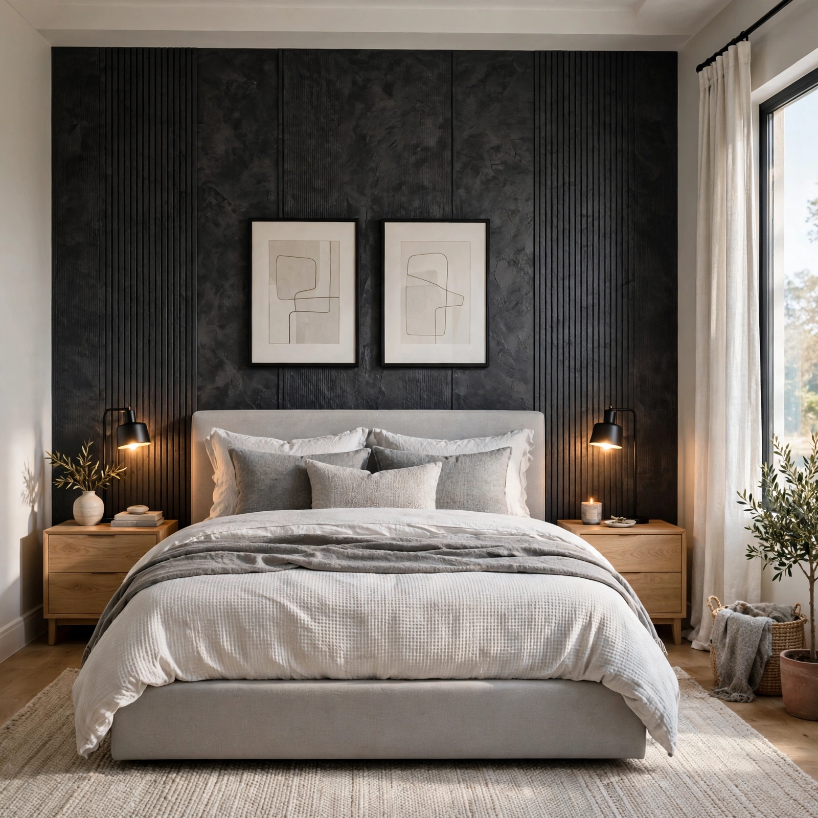 1. Charcoal Accent Wall for Grey Bedroom Ideas