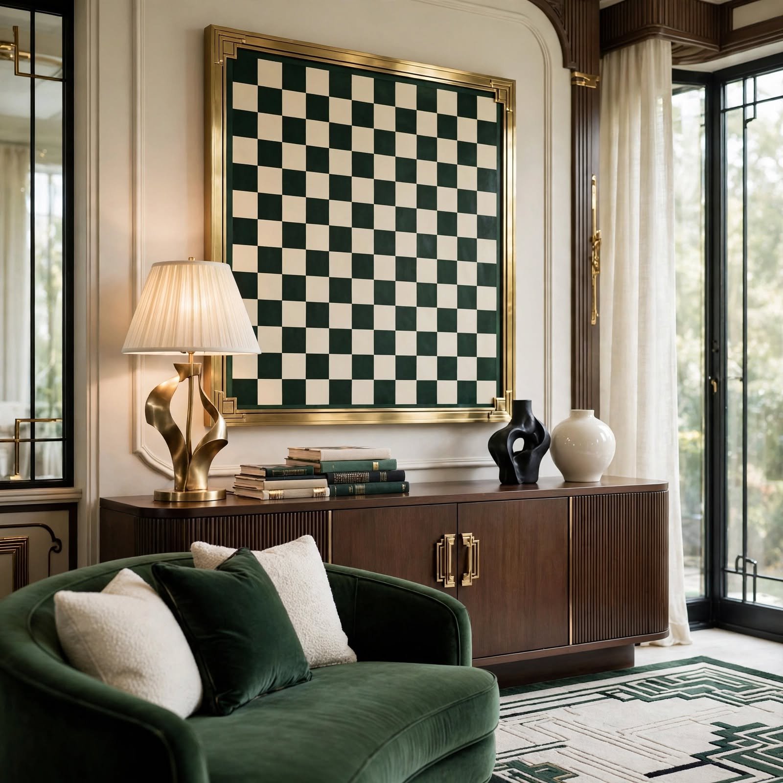 4. Checkerboard Accent Art for Wall Decor