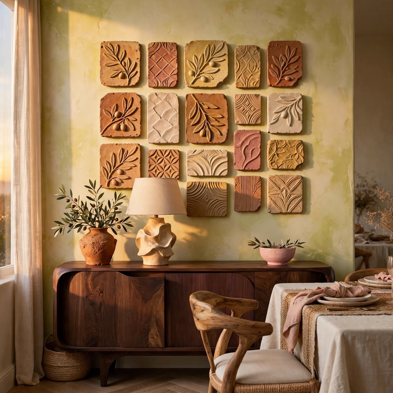 13. Clay Wall Tile Set for DIY Wall Decor