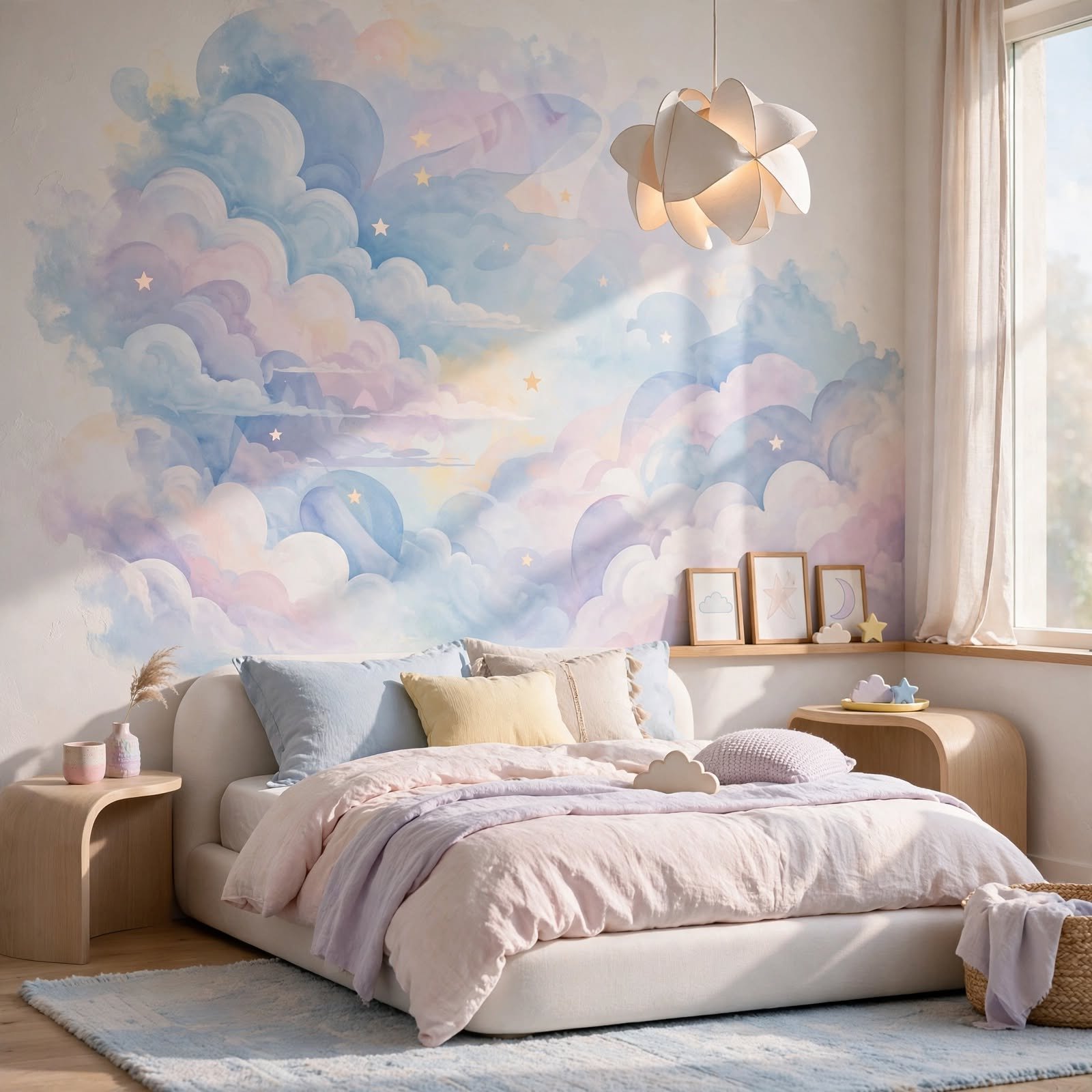 1. Cloudcore Pastel Mural for Aesthetic Wall Decor