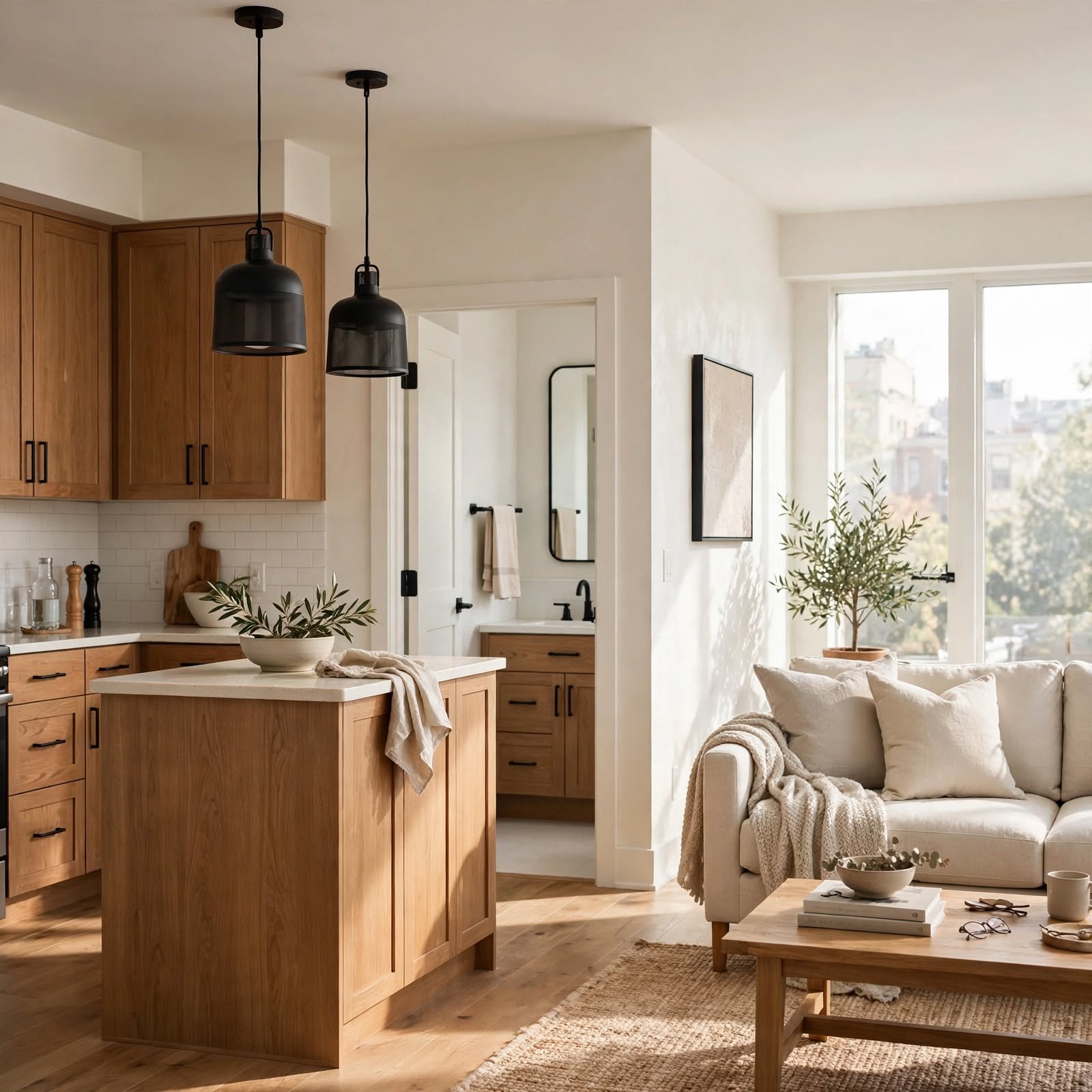 14. Cohesive Hardware Finish Scheme for Apartment Interior