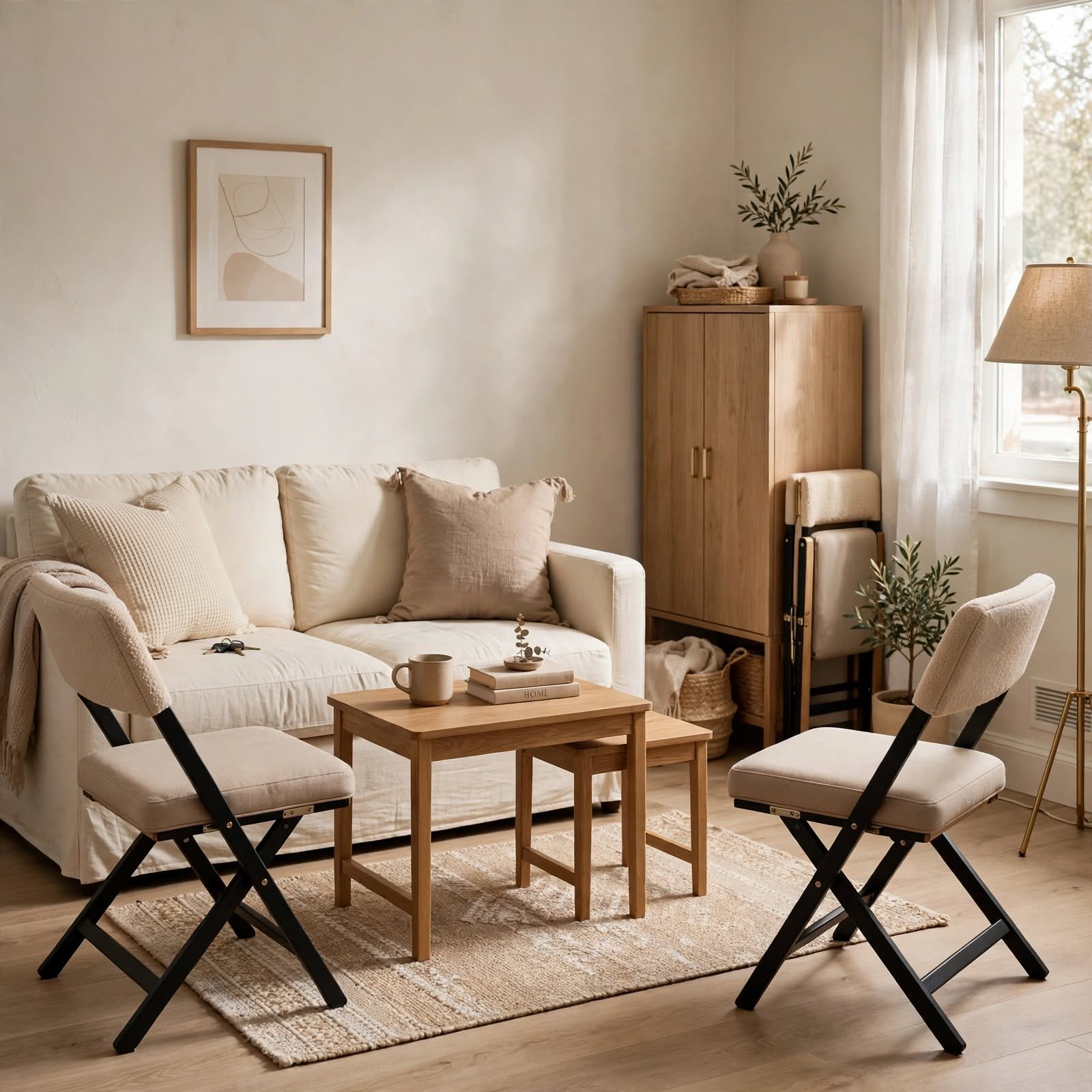 13. Collapsible Guest Seating for Small Apartment Decorating