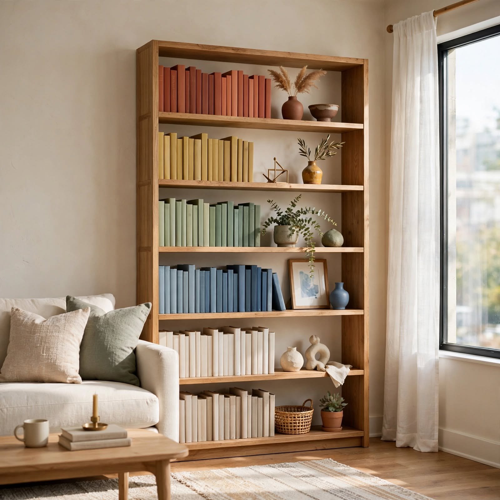 5. Color-Blocked Bookshelf for Apartment Decor Inspiration