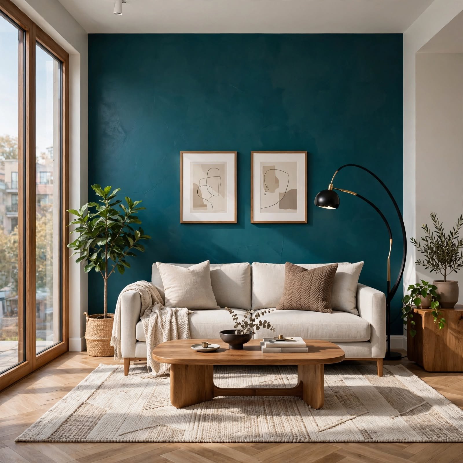 9. Colorful Accent Wall for Apartment Inspiration
