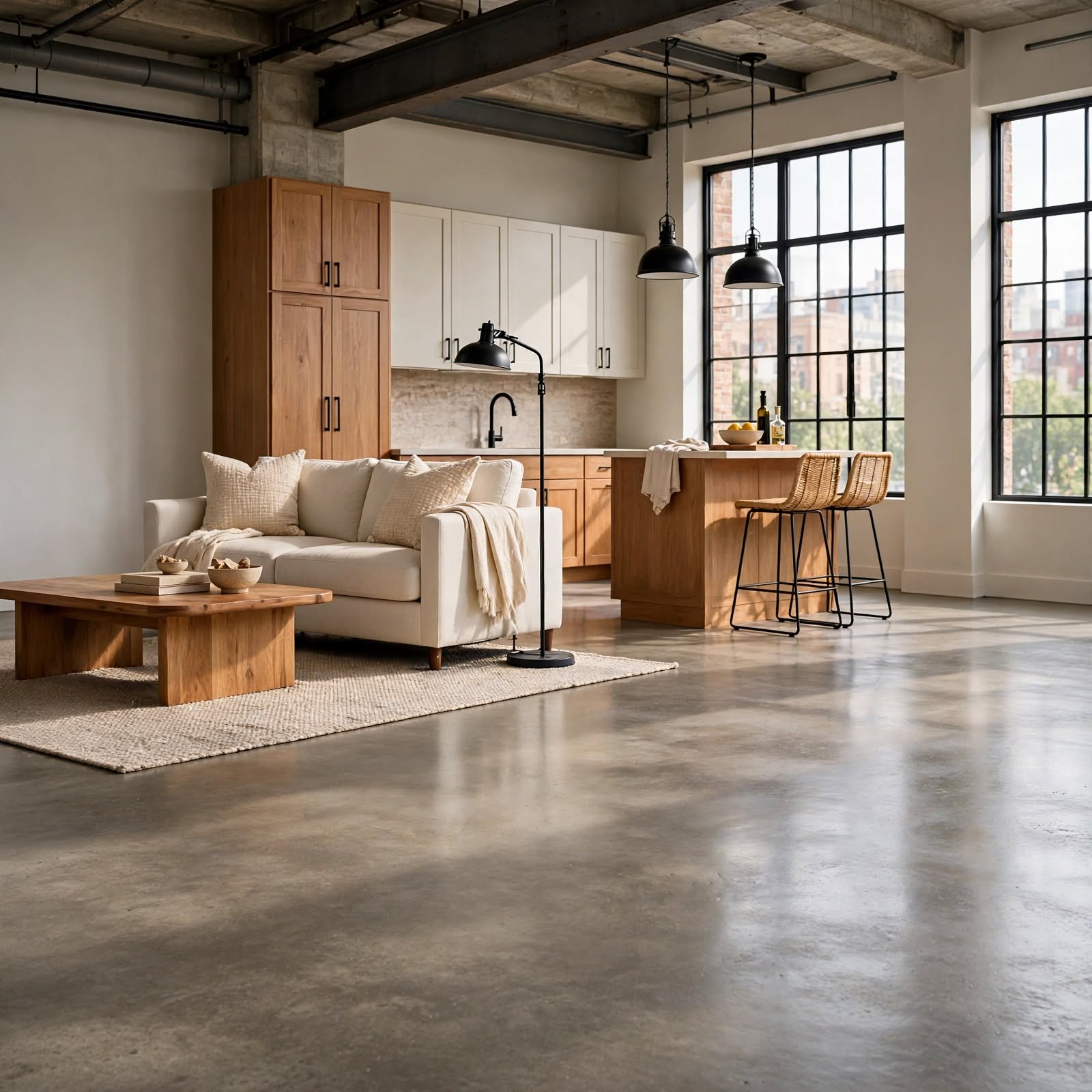 7. Concrete Floor Finish for Loft Apartment