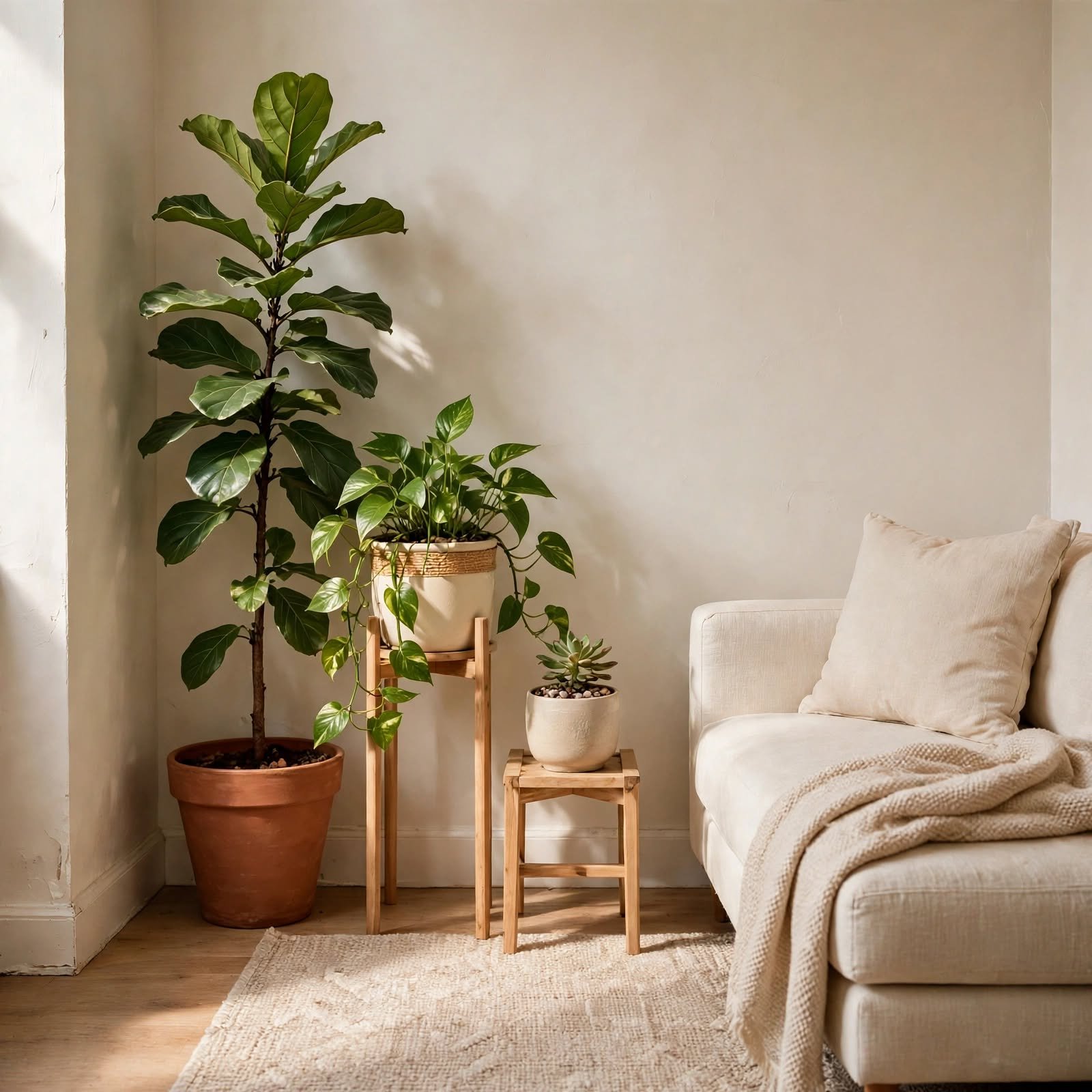 8. Corner Plant Styling for Small Apartment Decorating