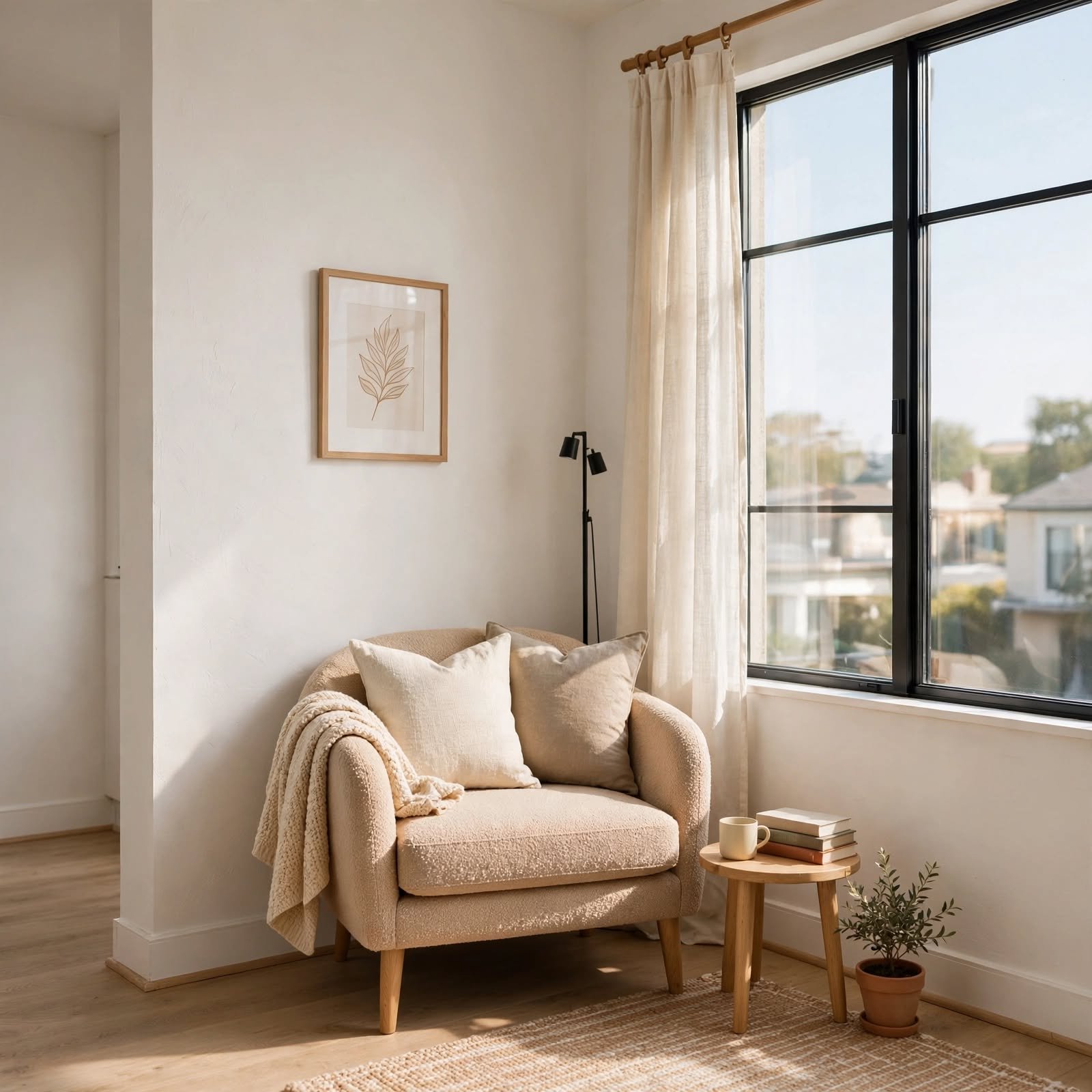 10. Corner Reading Nook for Small Apartment Living
