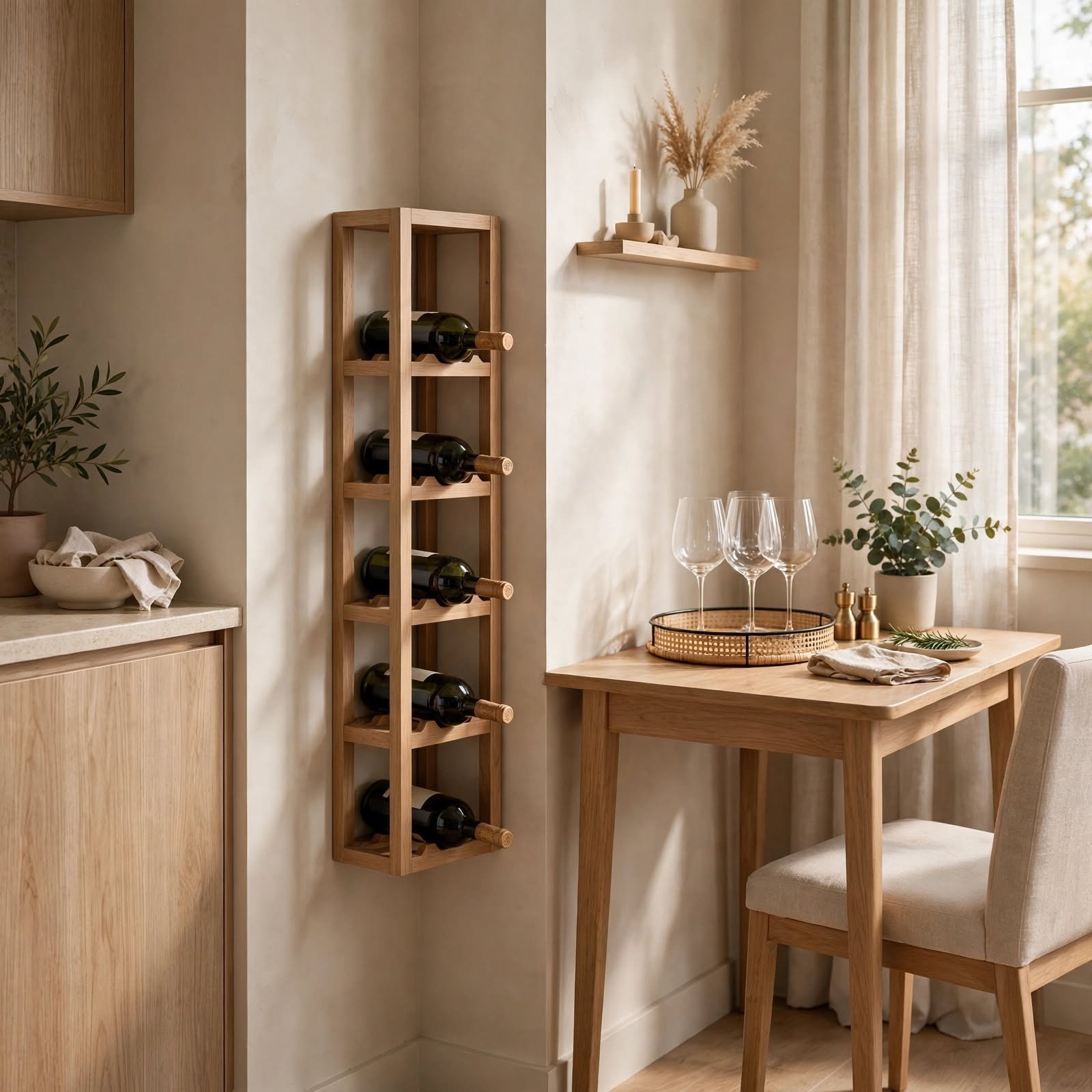 4. Corner Wine Rack for Small Apartment Ideas