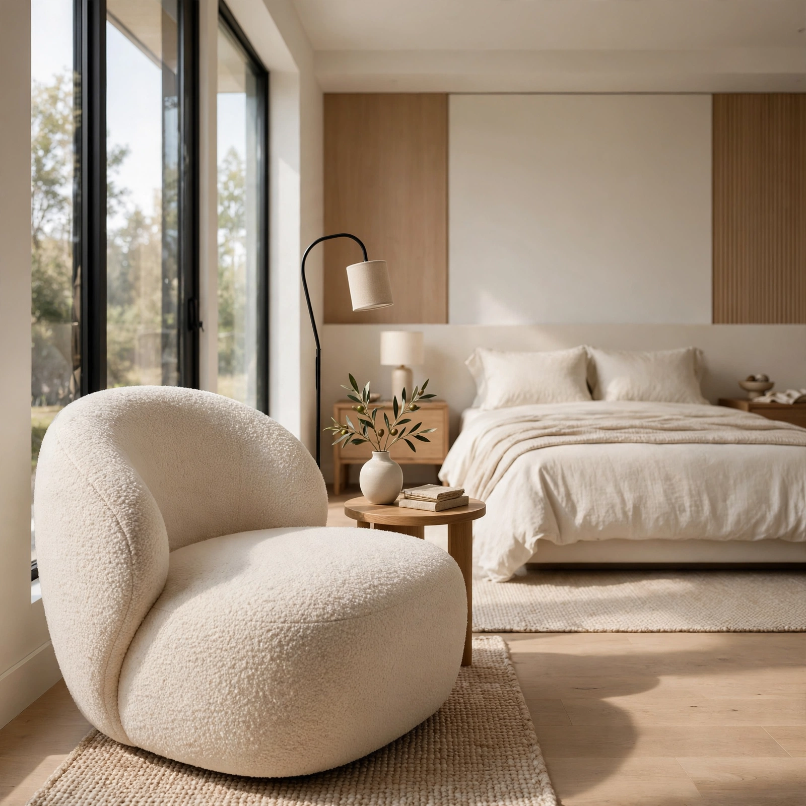 12. Curved Accent Chair for Modern Bedroom
