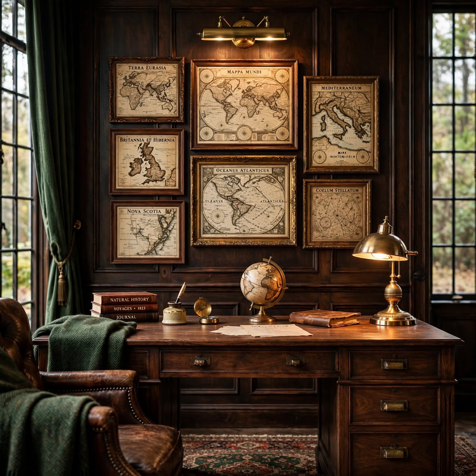 3. Dark Academia Vintage Map Cluster for Aesthetic Wall Decor