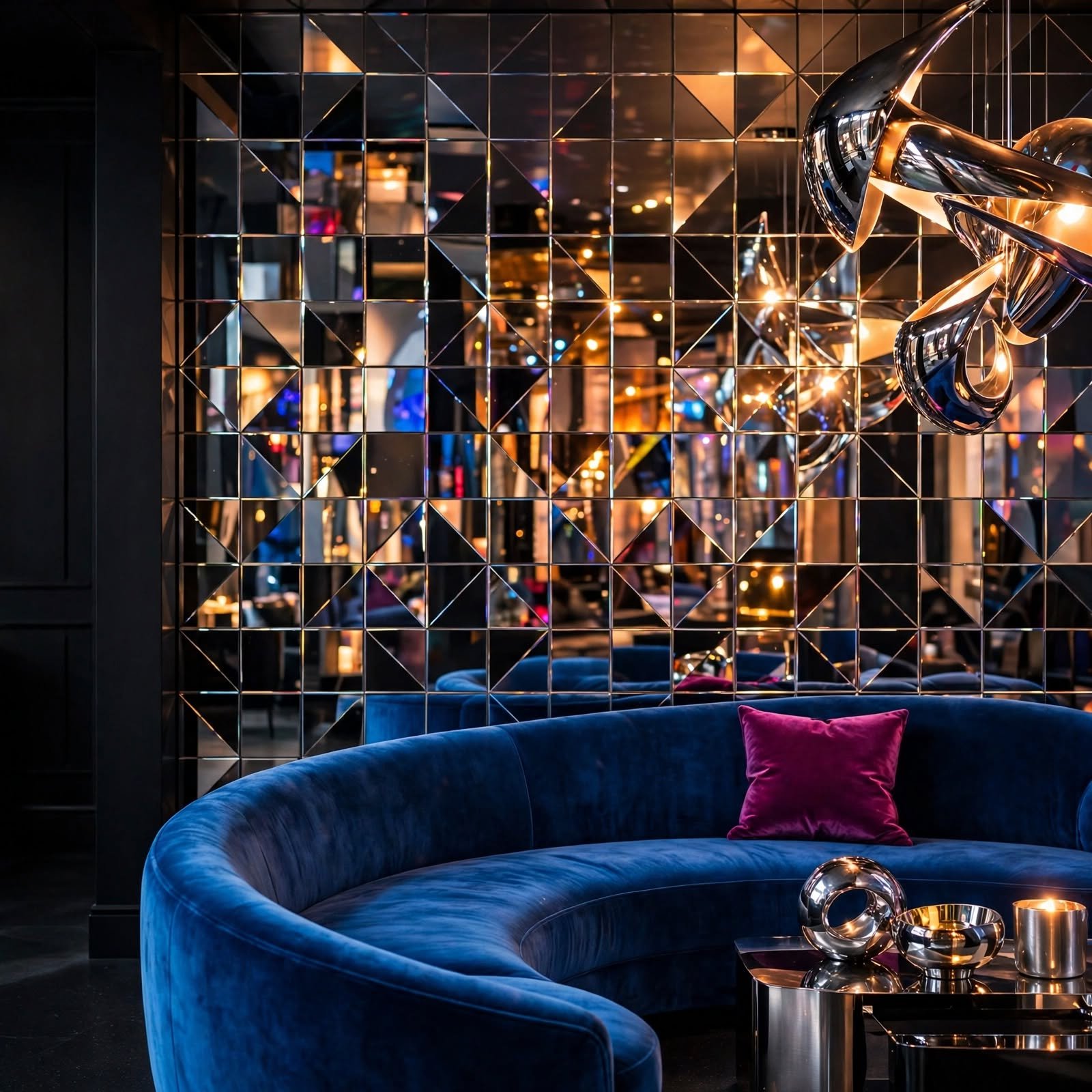 11. Disco Maximalist Mirrored Tile Wall for Wall Decor Aesthetic