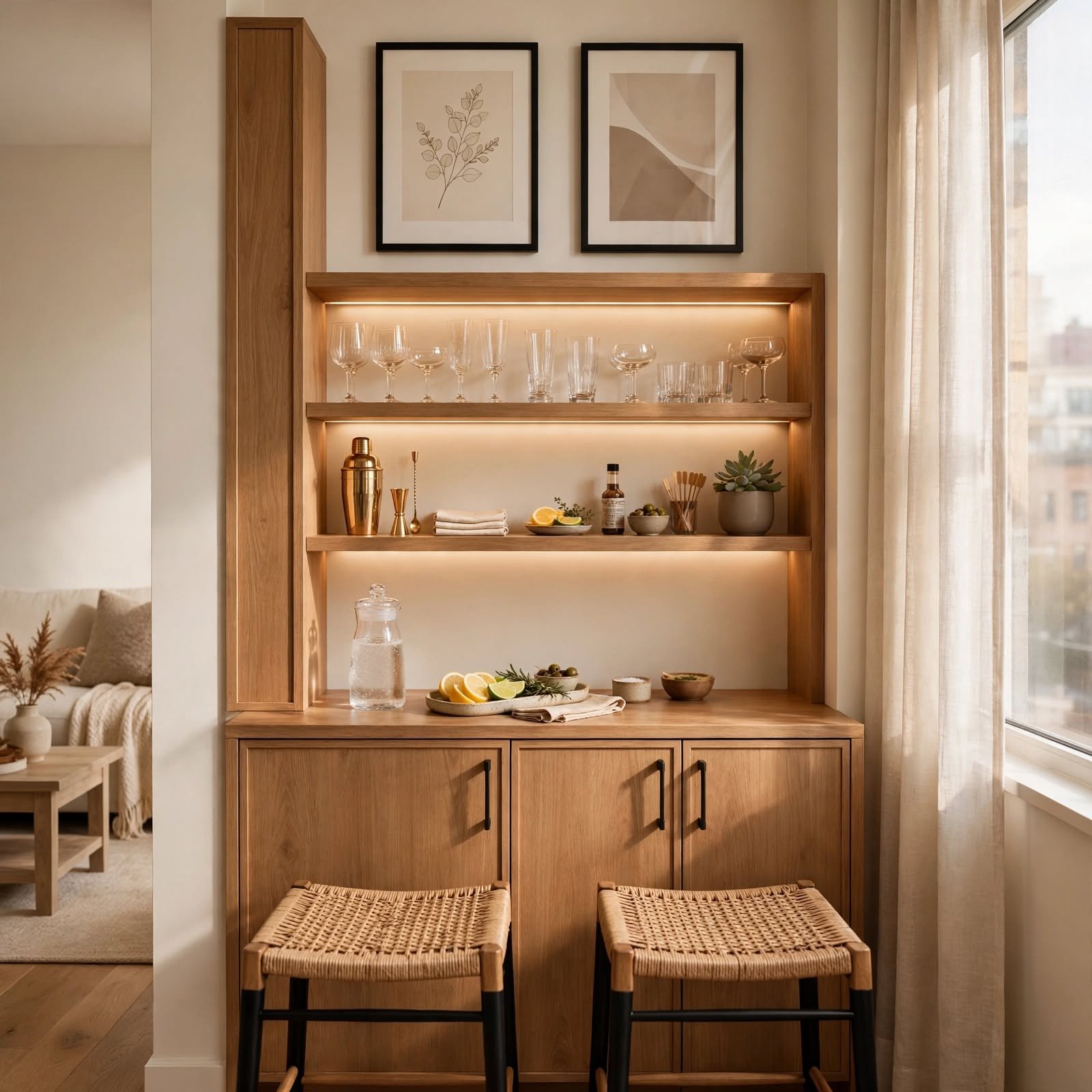 5. Entertaining-Ready Bar Nook for Apartment Ideas