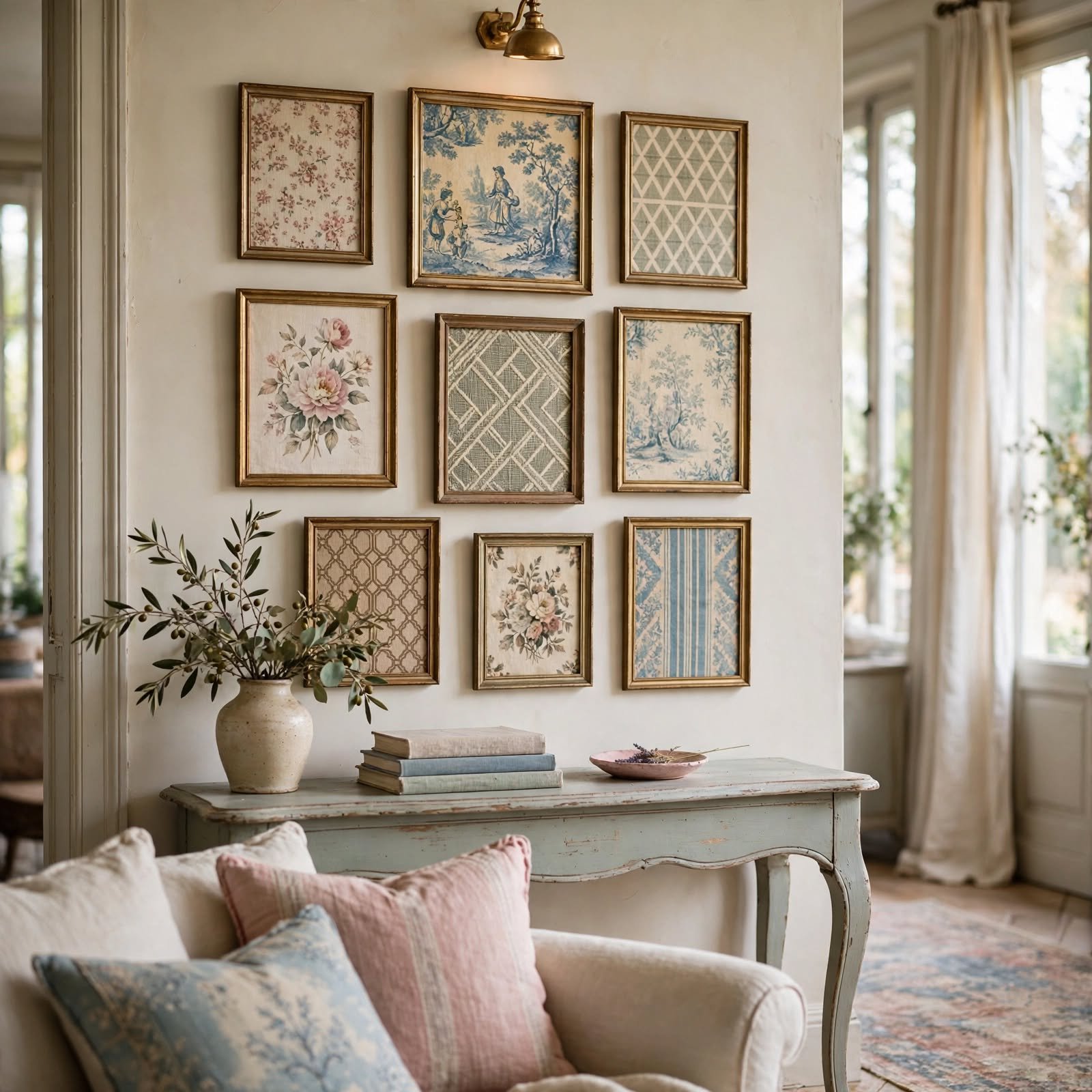 4. Fabric Remnant Frame Art for DIY Wall Decor