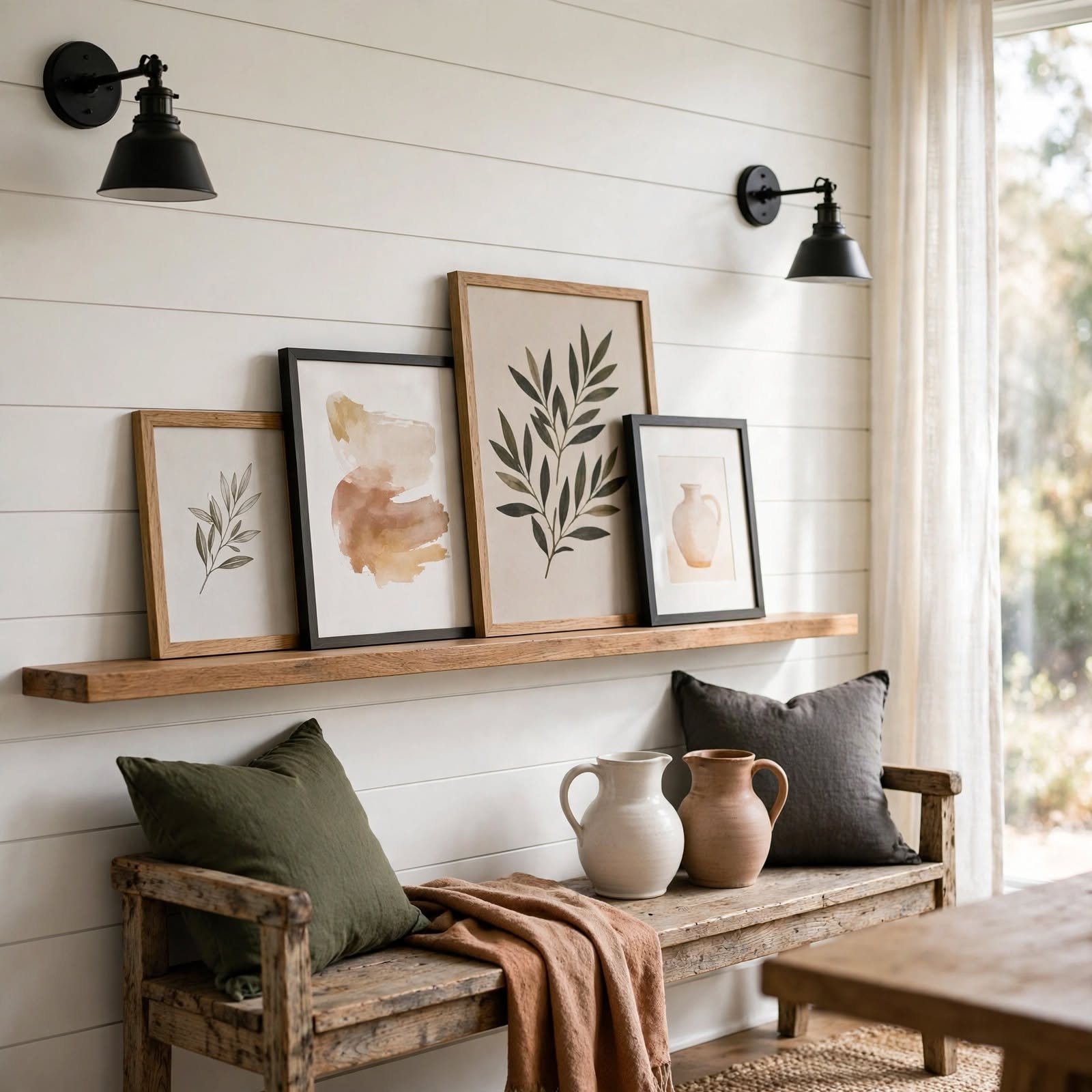 10. Farmhouse Modern Shiplap Ledge for Wall Decor Aesthetic