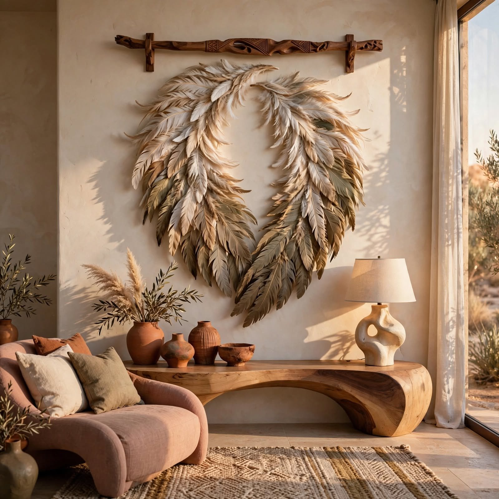 14. Feather Wall Hanging for Wall Decor Ideas