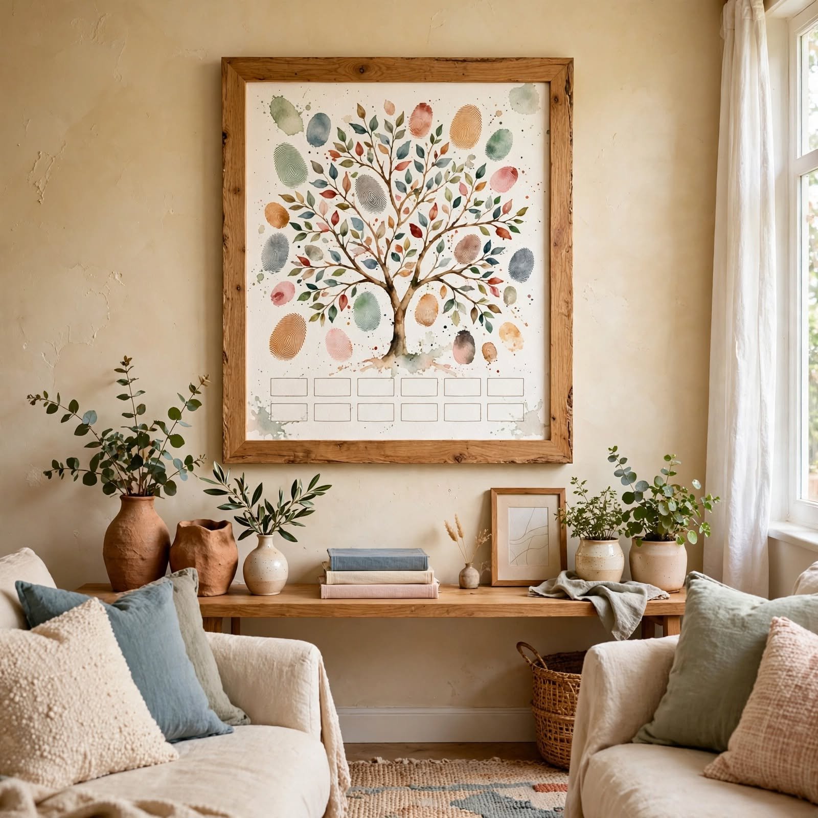 13. Fingerprint Family Tree Art for Wall Decor DIY