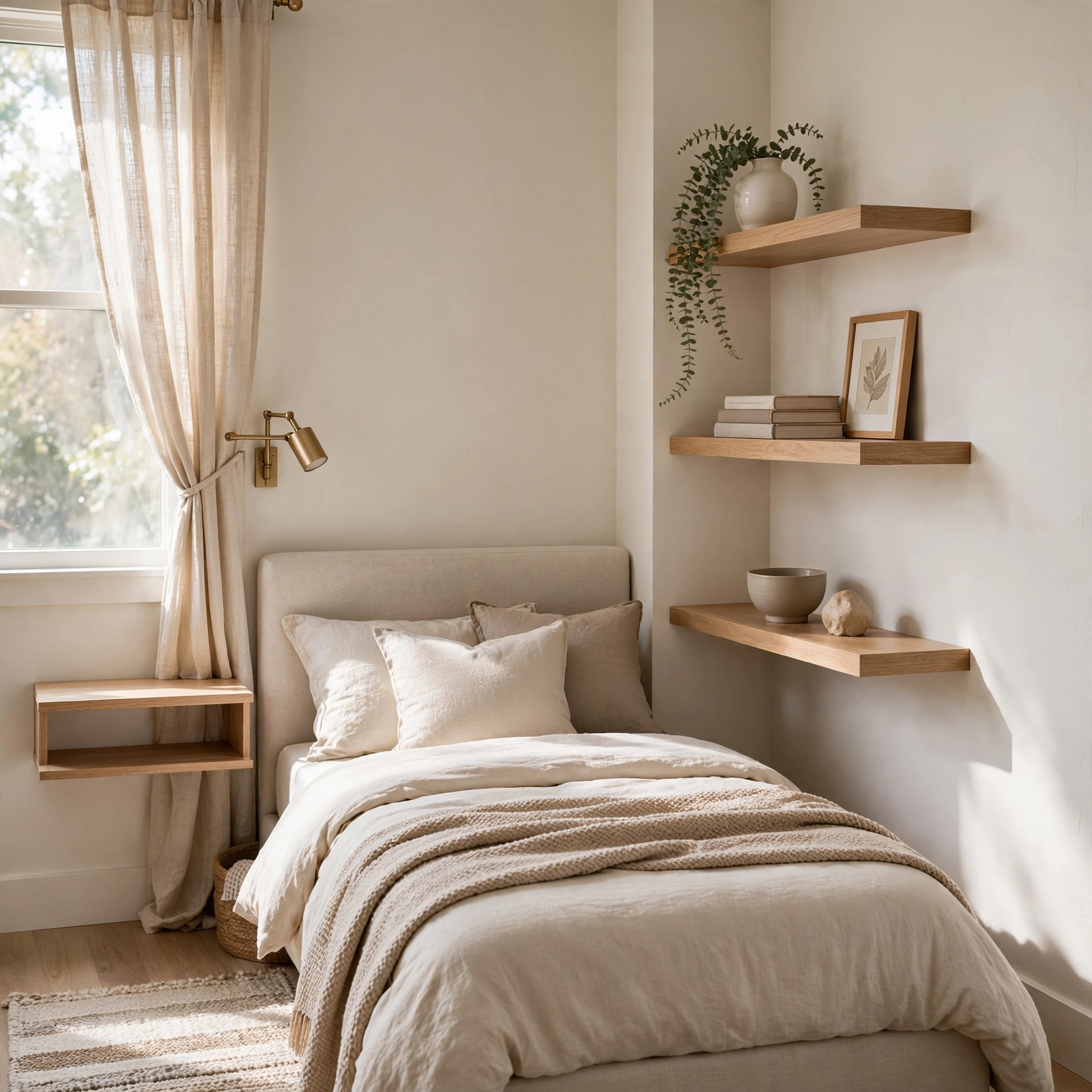 17. Floating Corner Shelf for Small Rooms