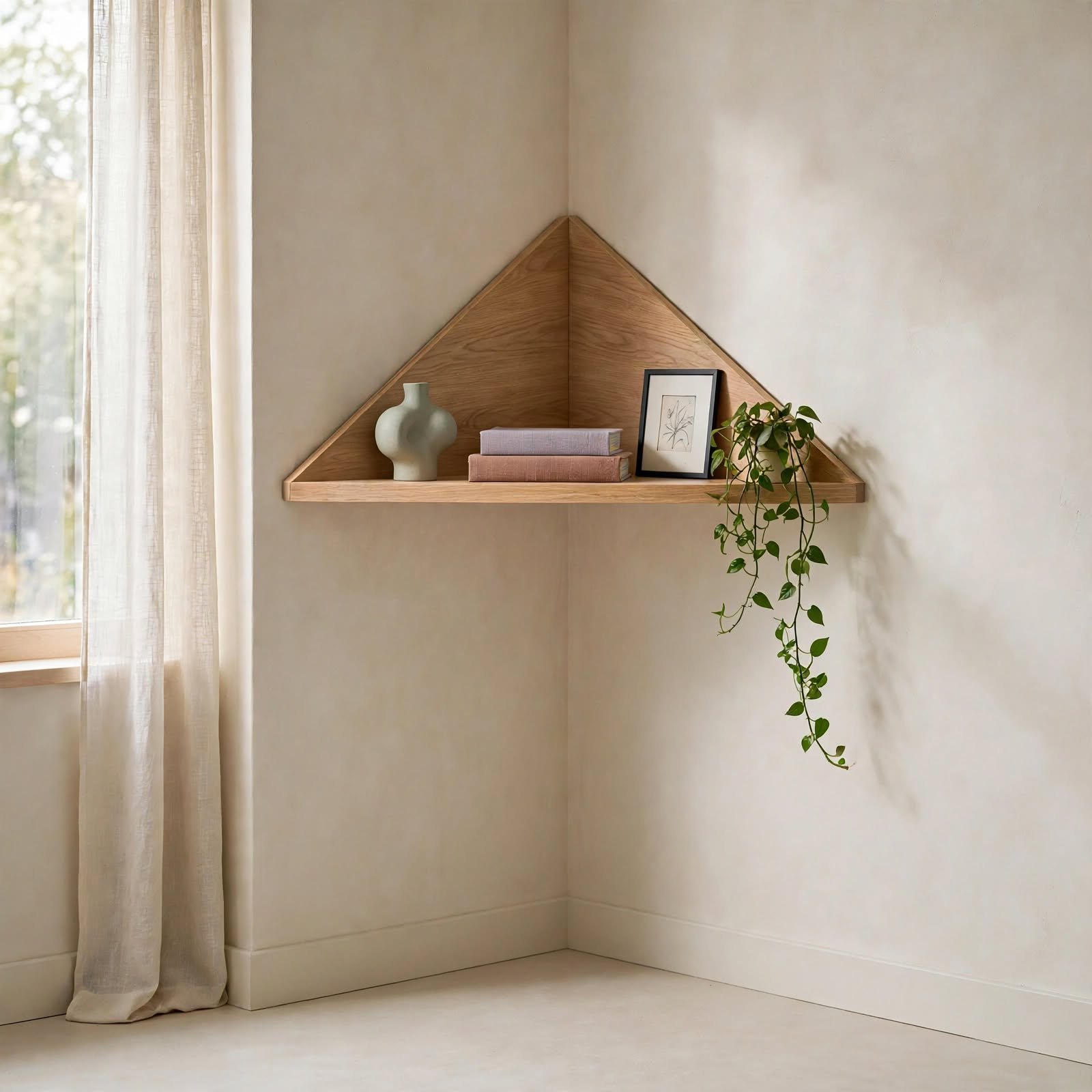 13. Floating Corner Triangle Shelf for Room Wall Decor