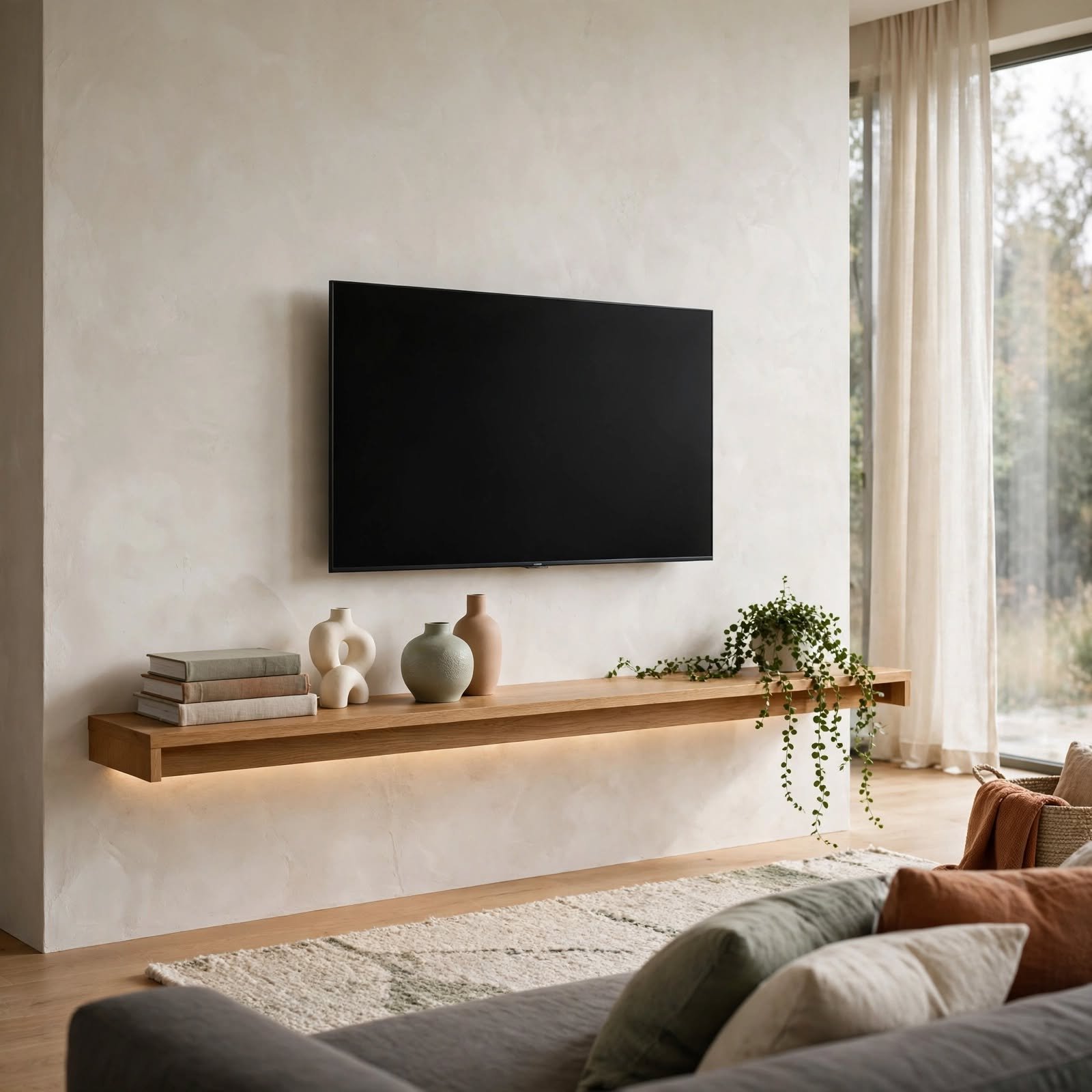 1. Floating Media Wall Shelf for TV Wall Decor