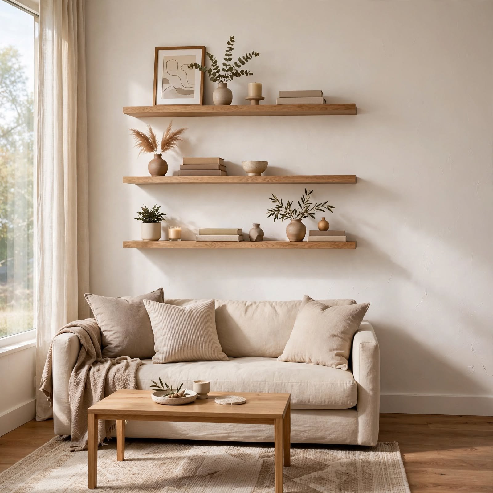 10. Floating Wall Shelves for Studio Apartment Ideas