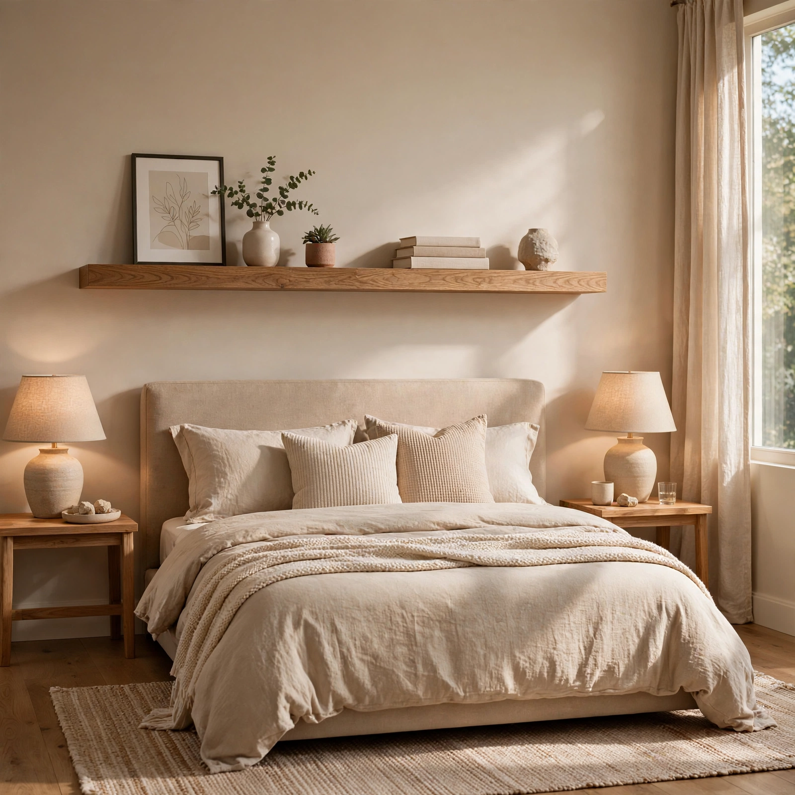 4. Floating Wood Shelf for Wall Decor Bedroom