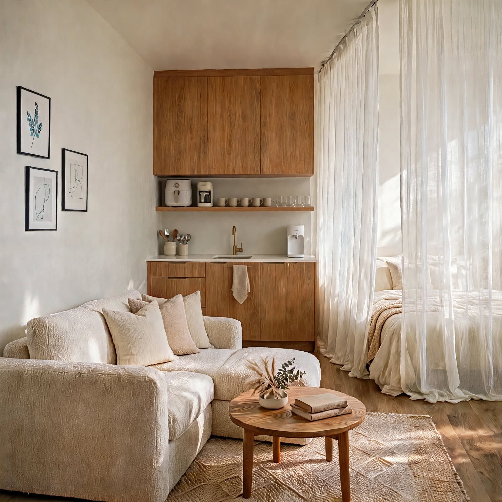 2. Floor-to-Ceiling Curtain Wall for Studio Apartment