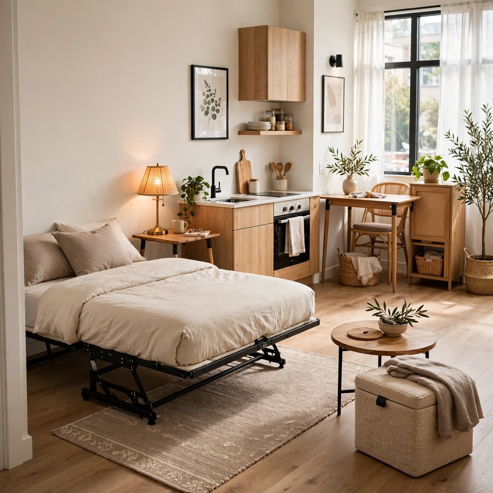 14. Fold-Out Guest Zone for Studio Apartment Layout