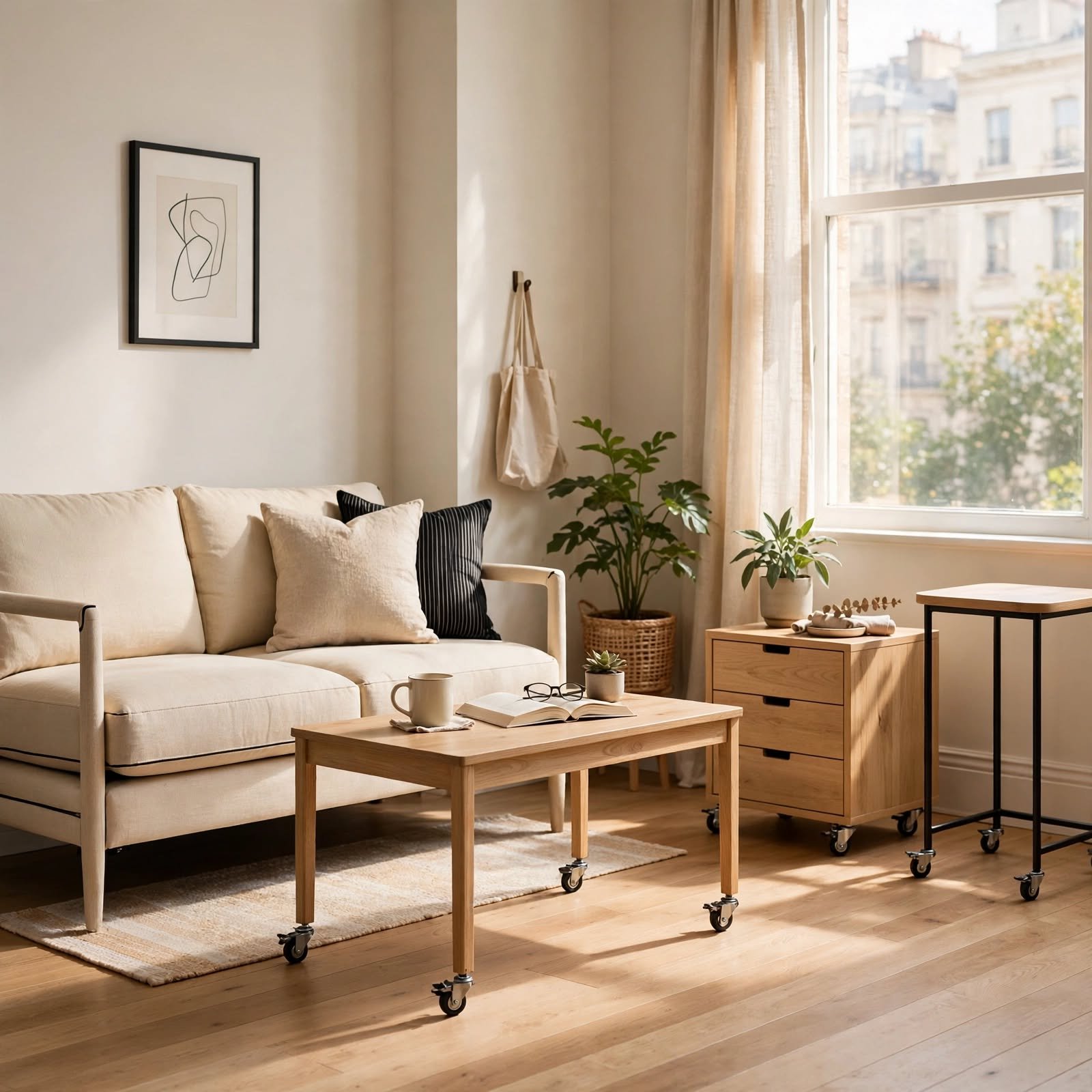 16. Furniture on Casters for Small Apartment Living