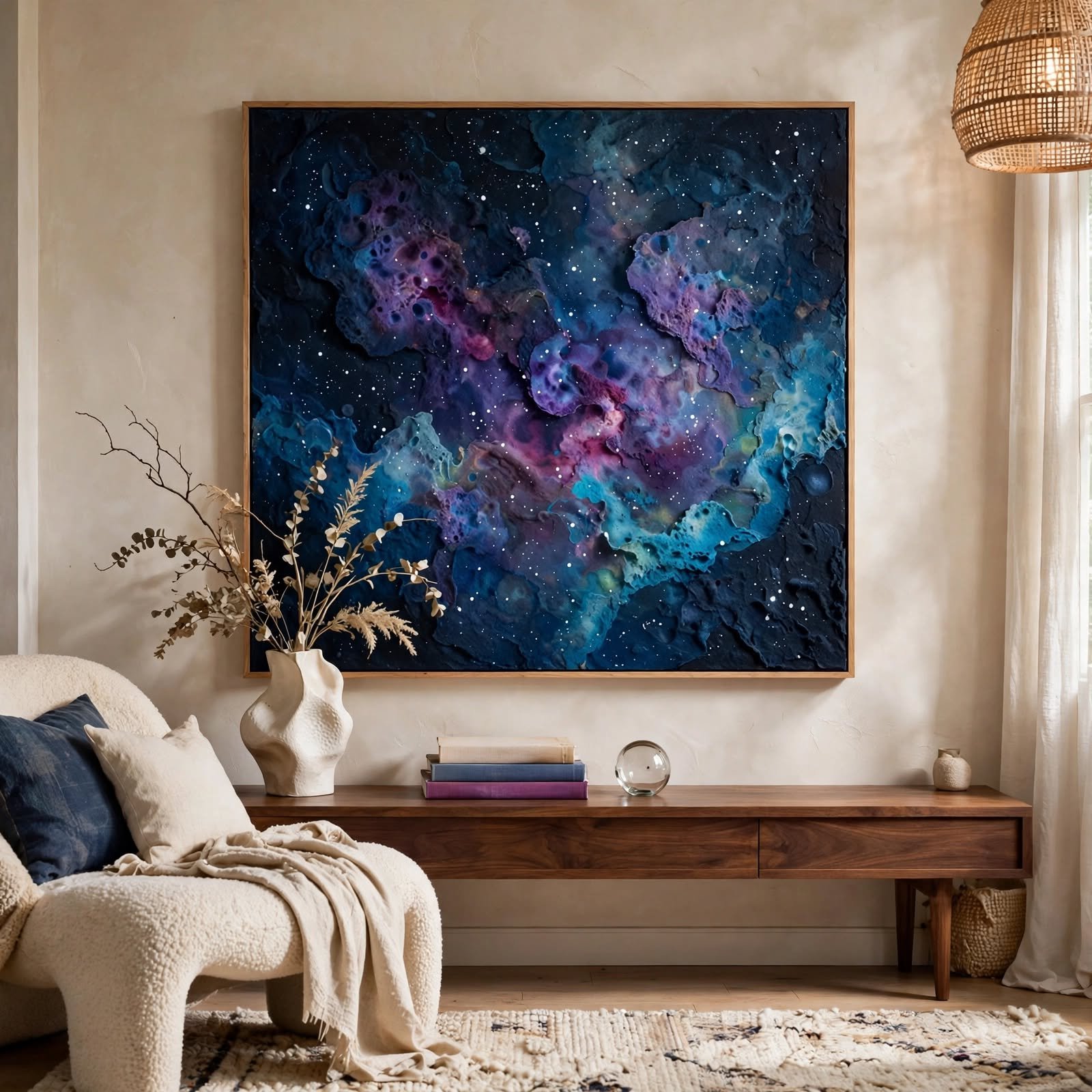 16. Galaxy Sponge Paint Canvas for Wall Decor DIY