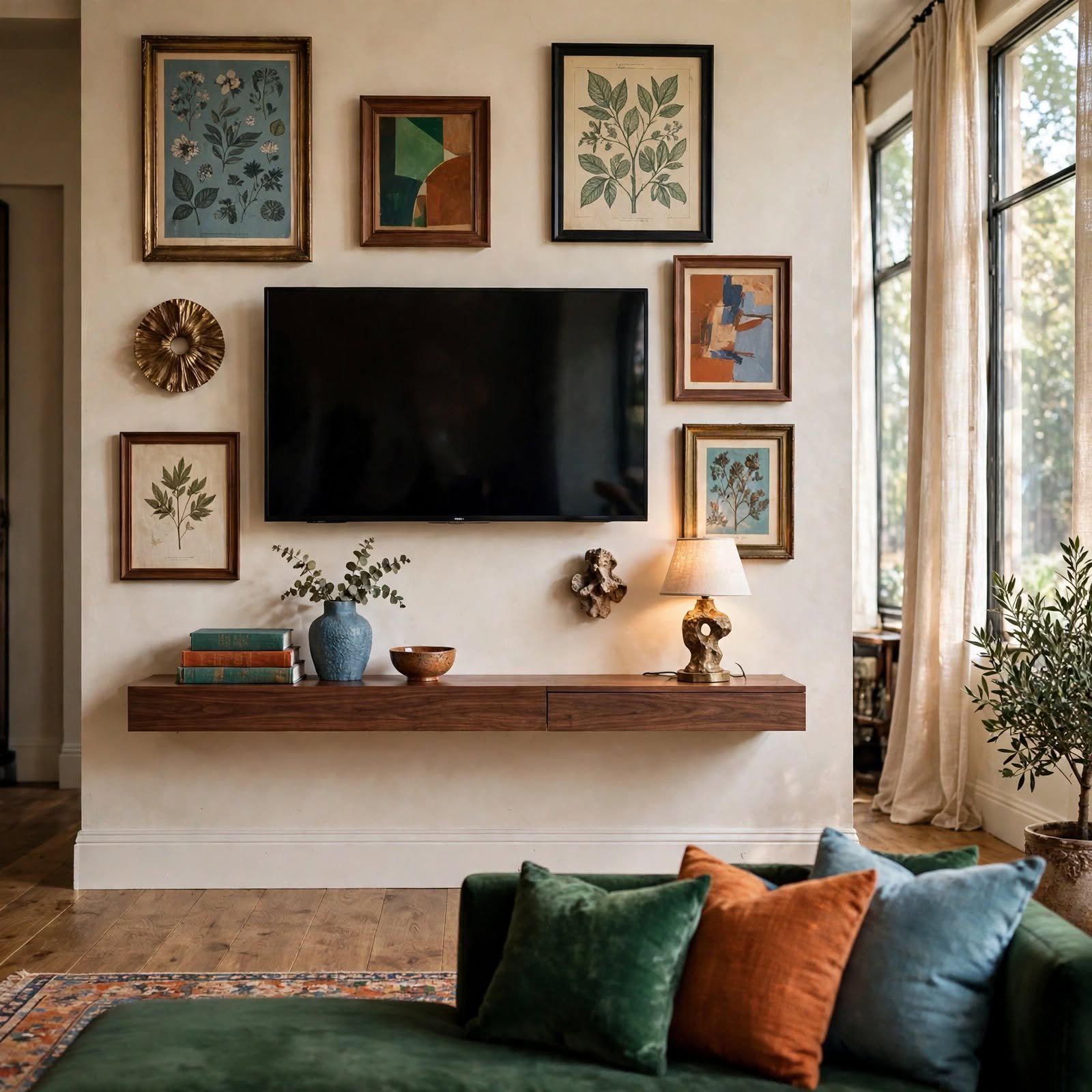 5. Gallery Wall Around TV for TV Wall Decor