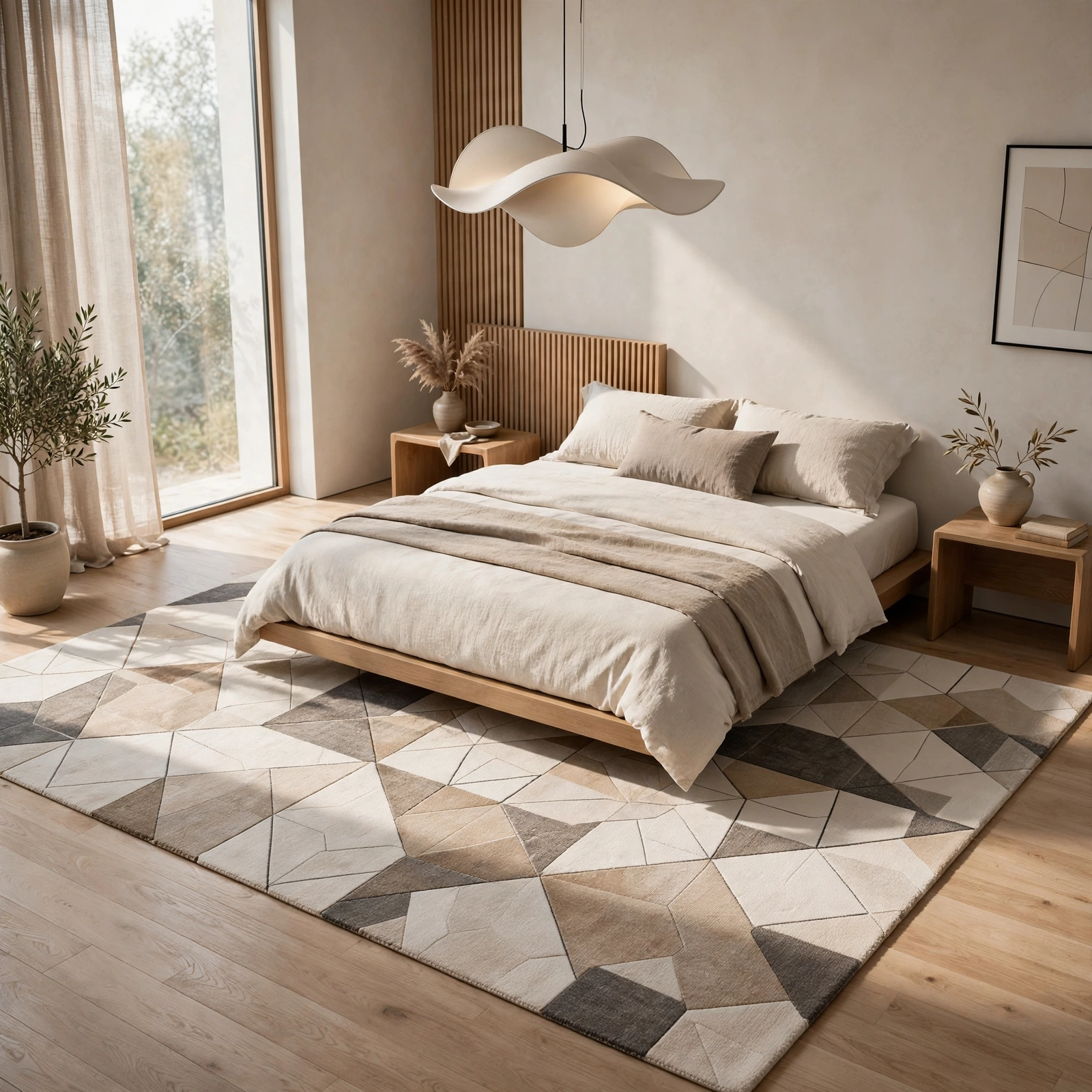 2. Geometric Area Rug for Modern Bedroom