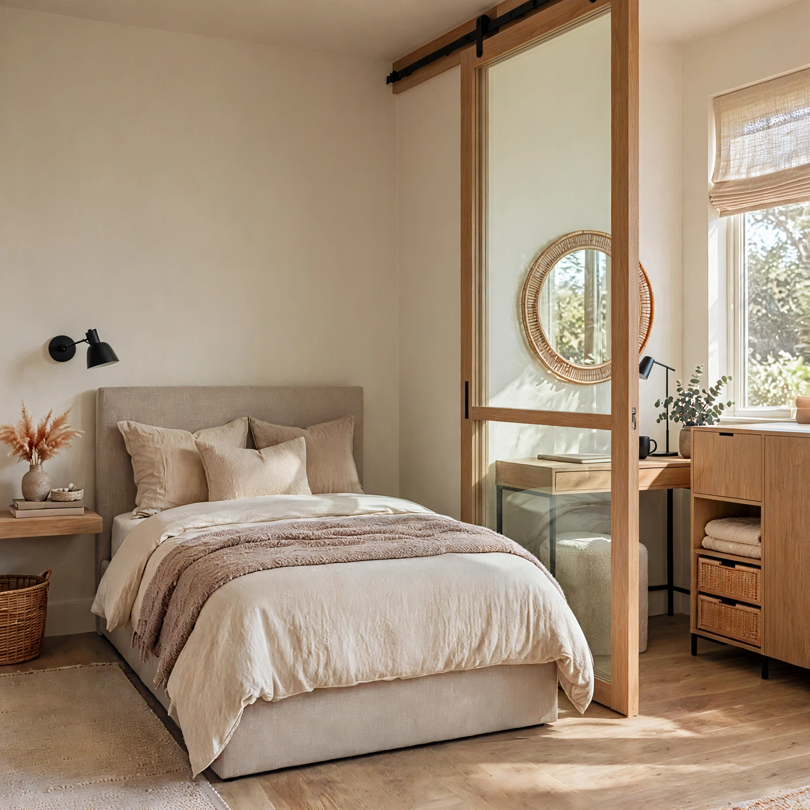 15. Glass Panel Room Divider for Small Rooms