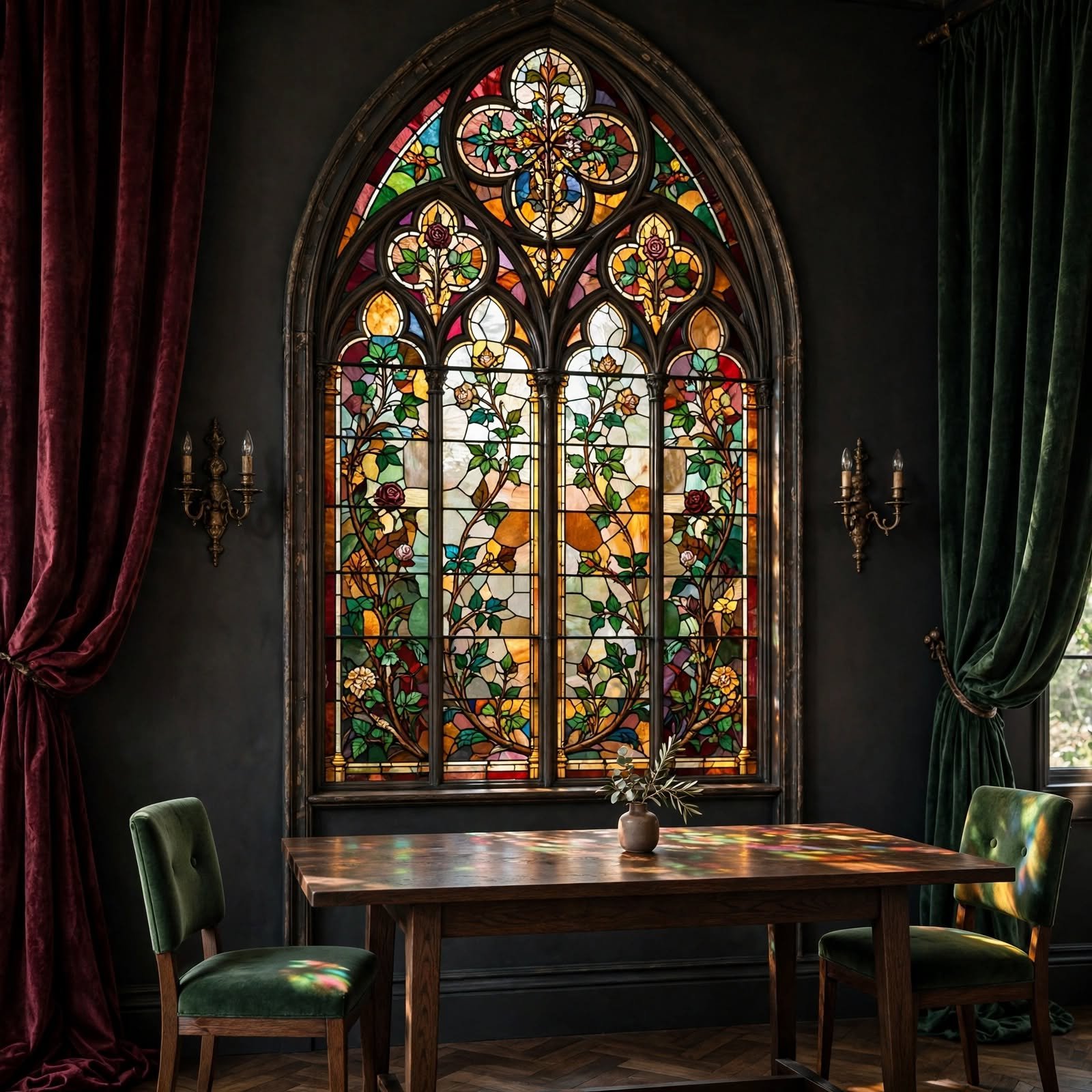 3. Gothic Romance Stained Glass Panel for Wall Decor Aesthetic