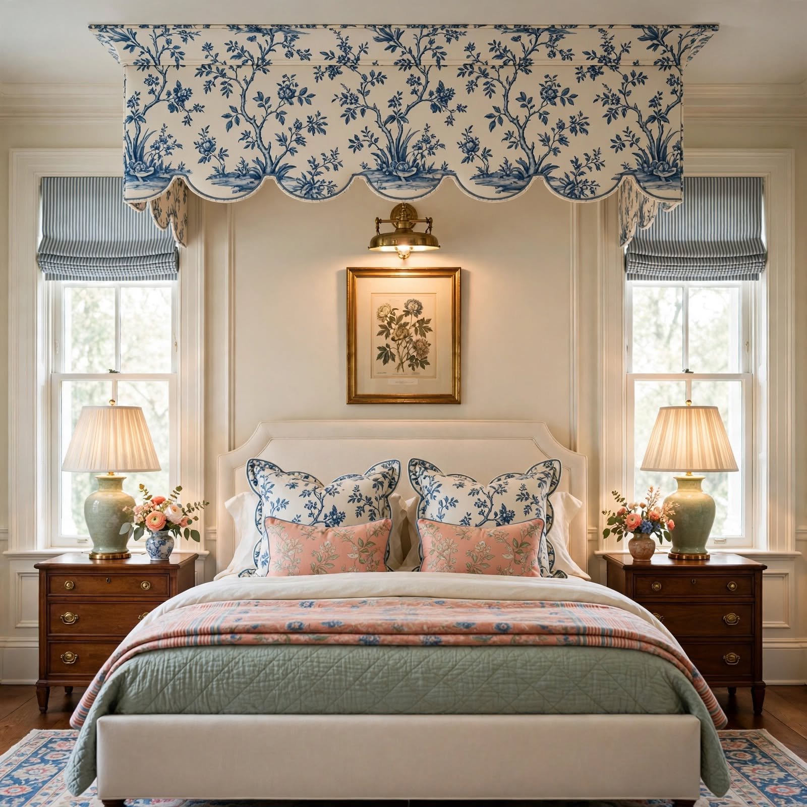 6. Grandmillennial Fabric Cornice Board for Aesthetic Wall Decor