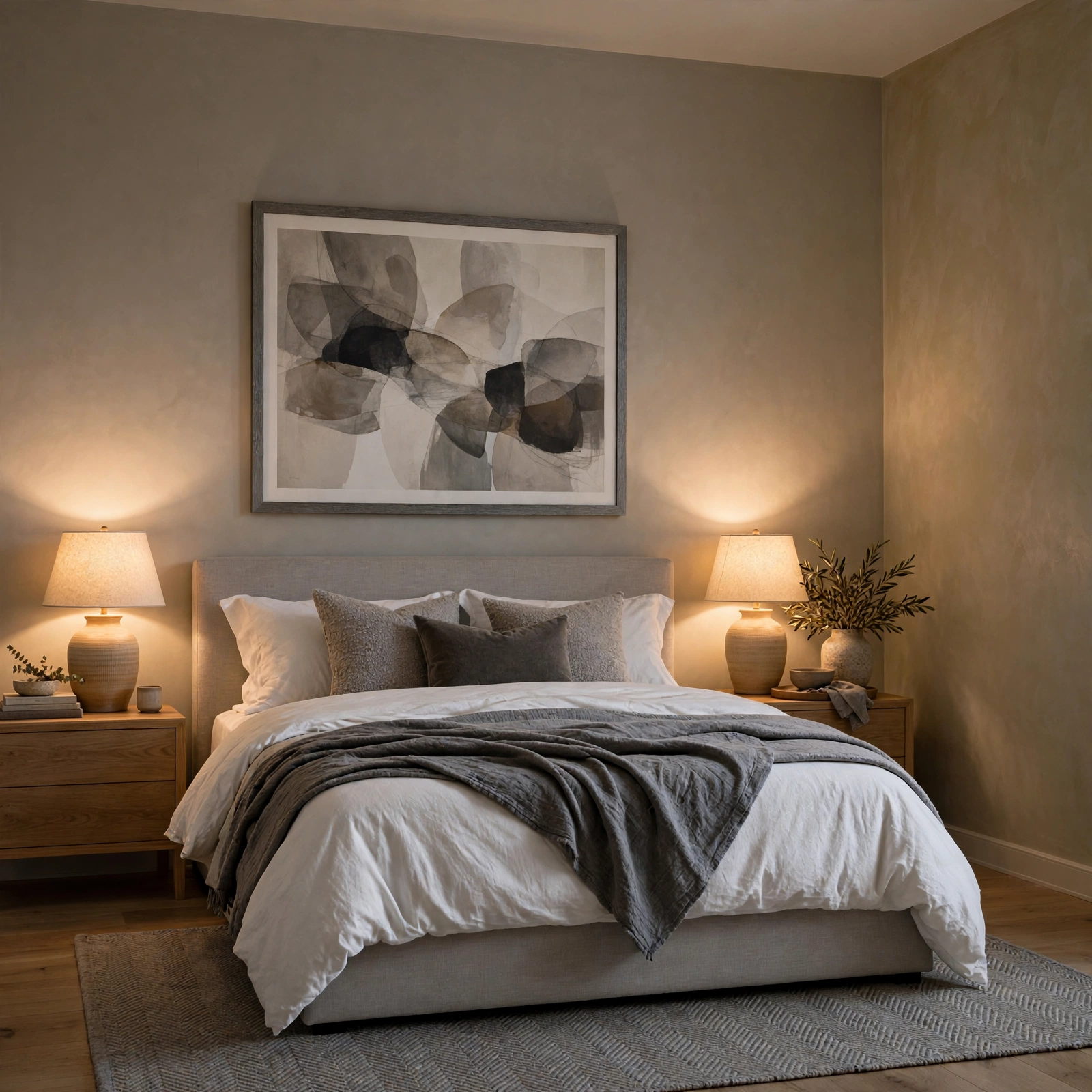 16. Graphite Framed Art for Grey Bedroom Ideas